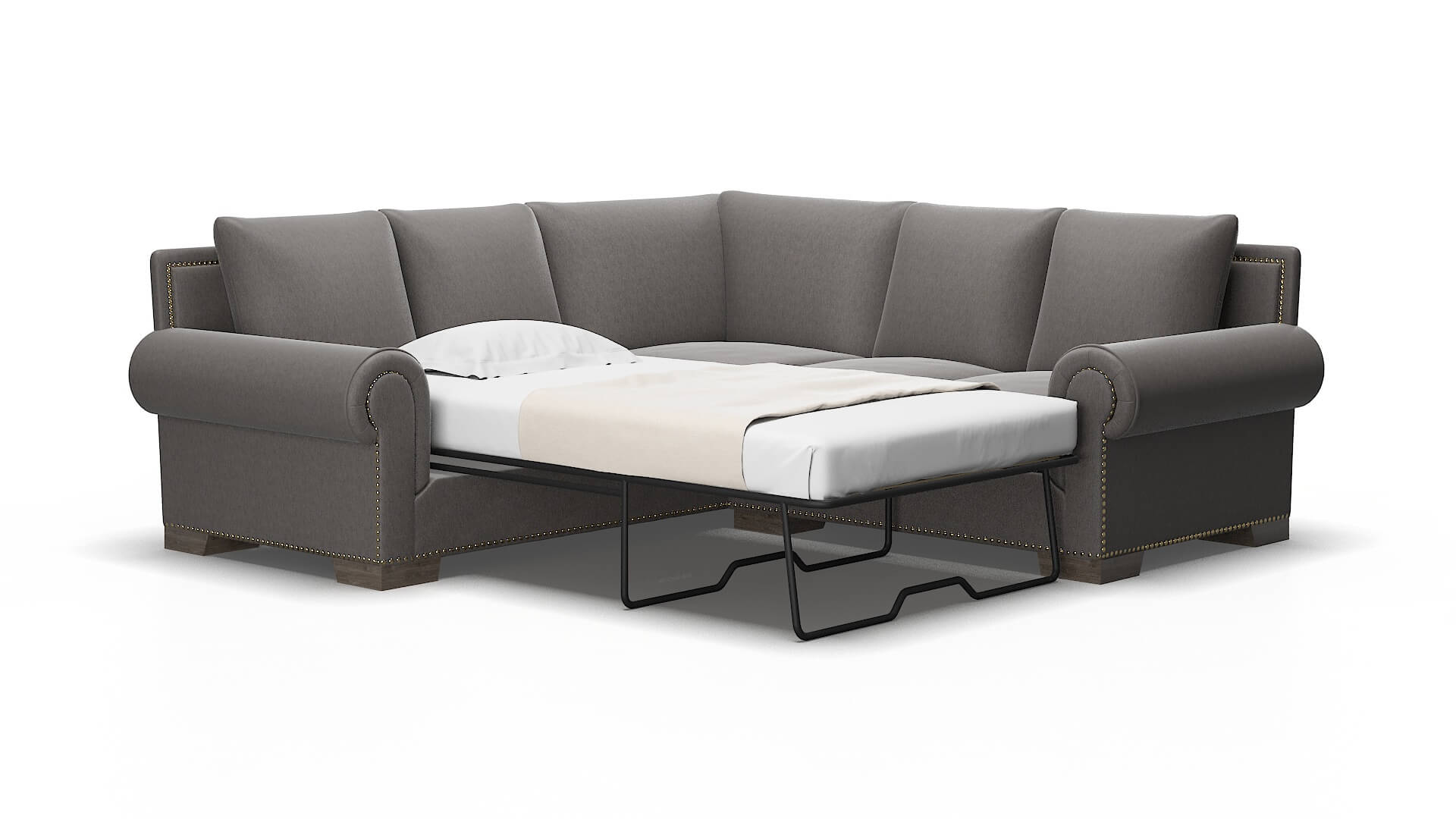 James Cosmo charcoal Sectional sleeper Espresso Legs  2