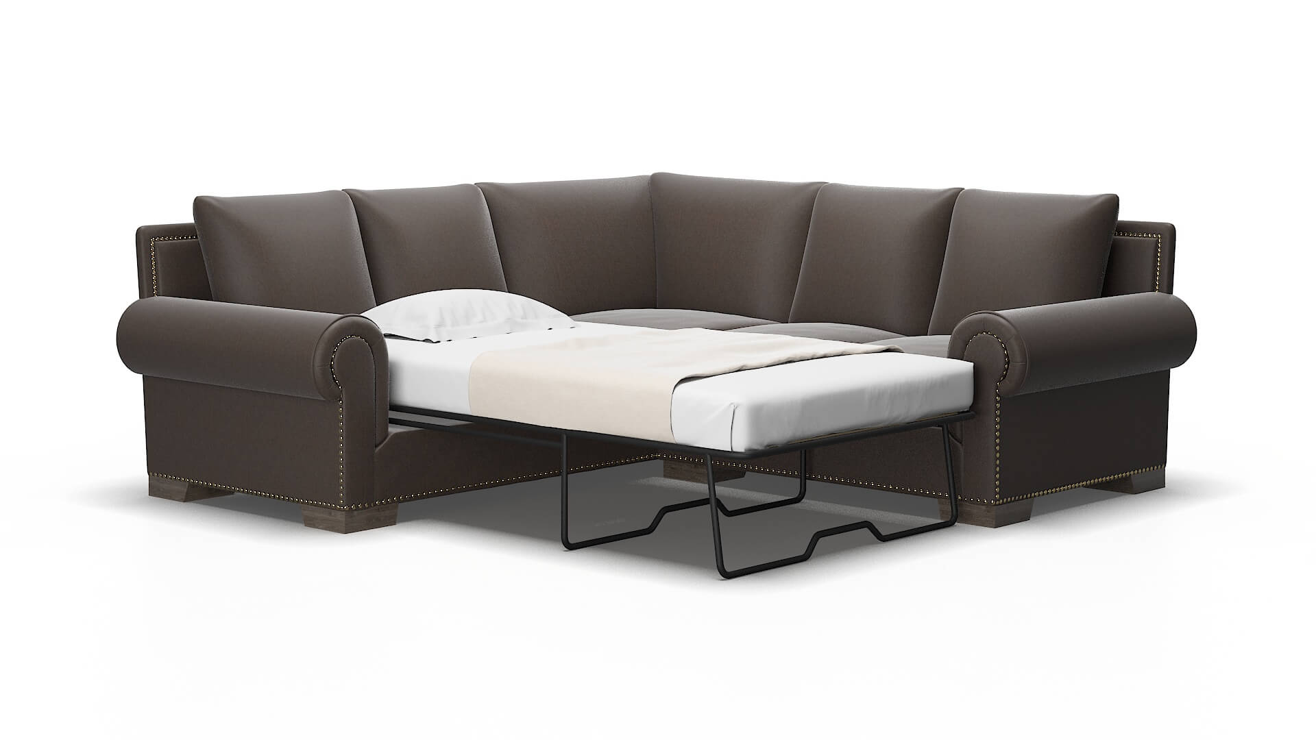 James Cosmo chocolate Sectional sleeper Espresso Legs  2