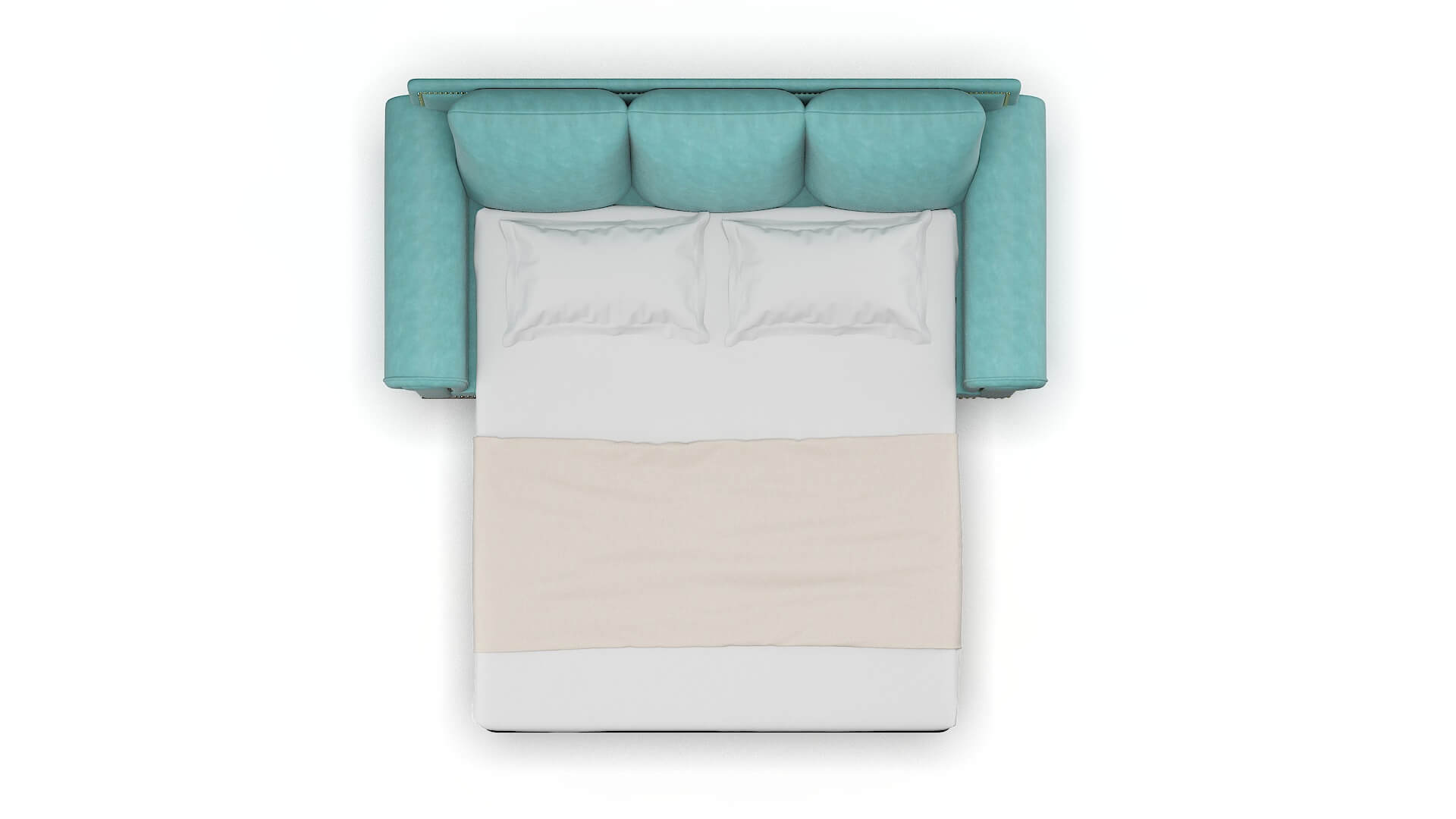 James Curious Turquoise Sofa Sleeper Espresso legs 3