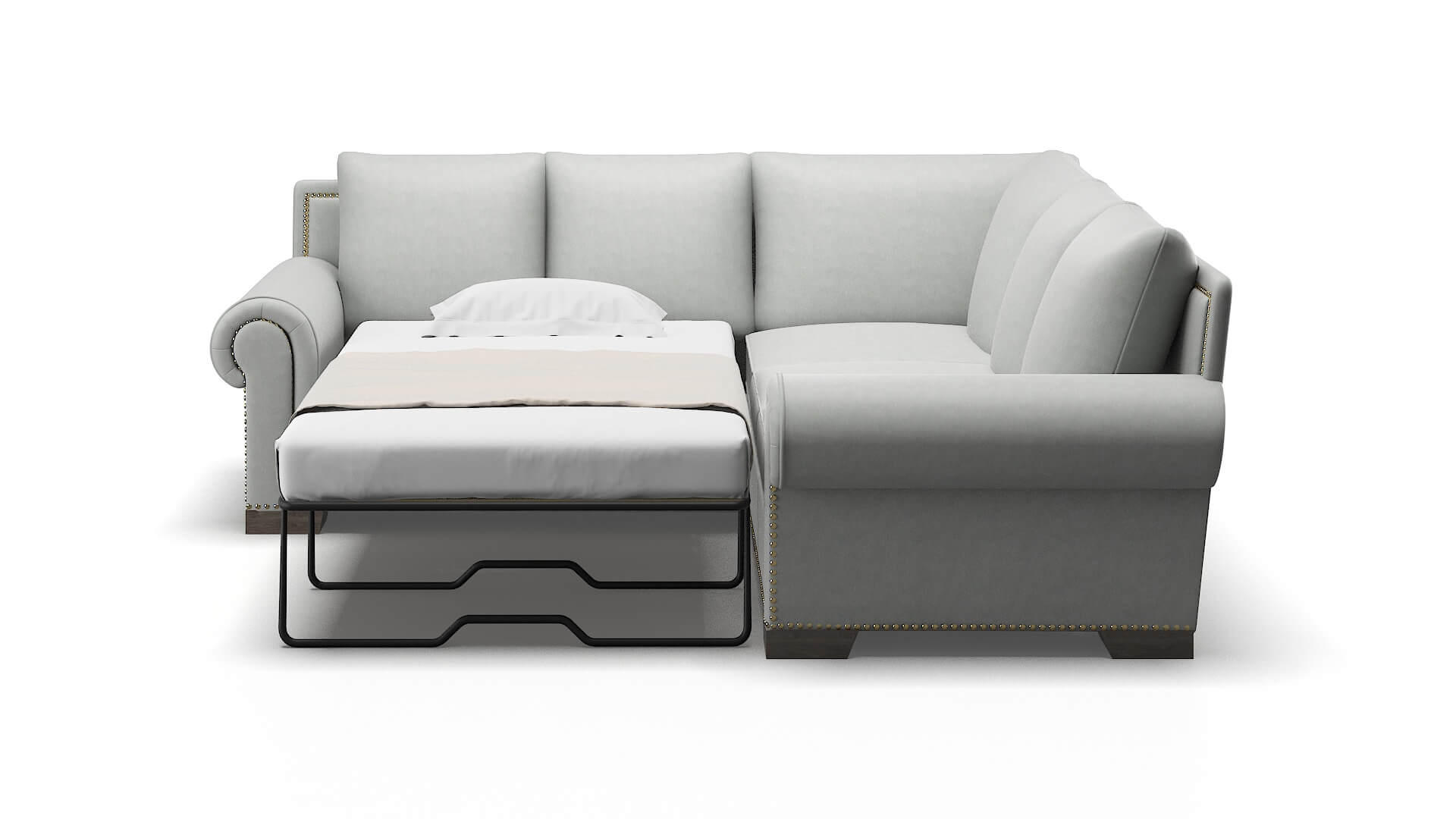 James Dawson Platinum Sectional Sleeper Espresso legs 1