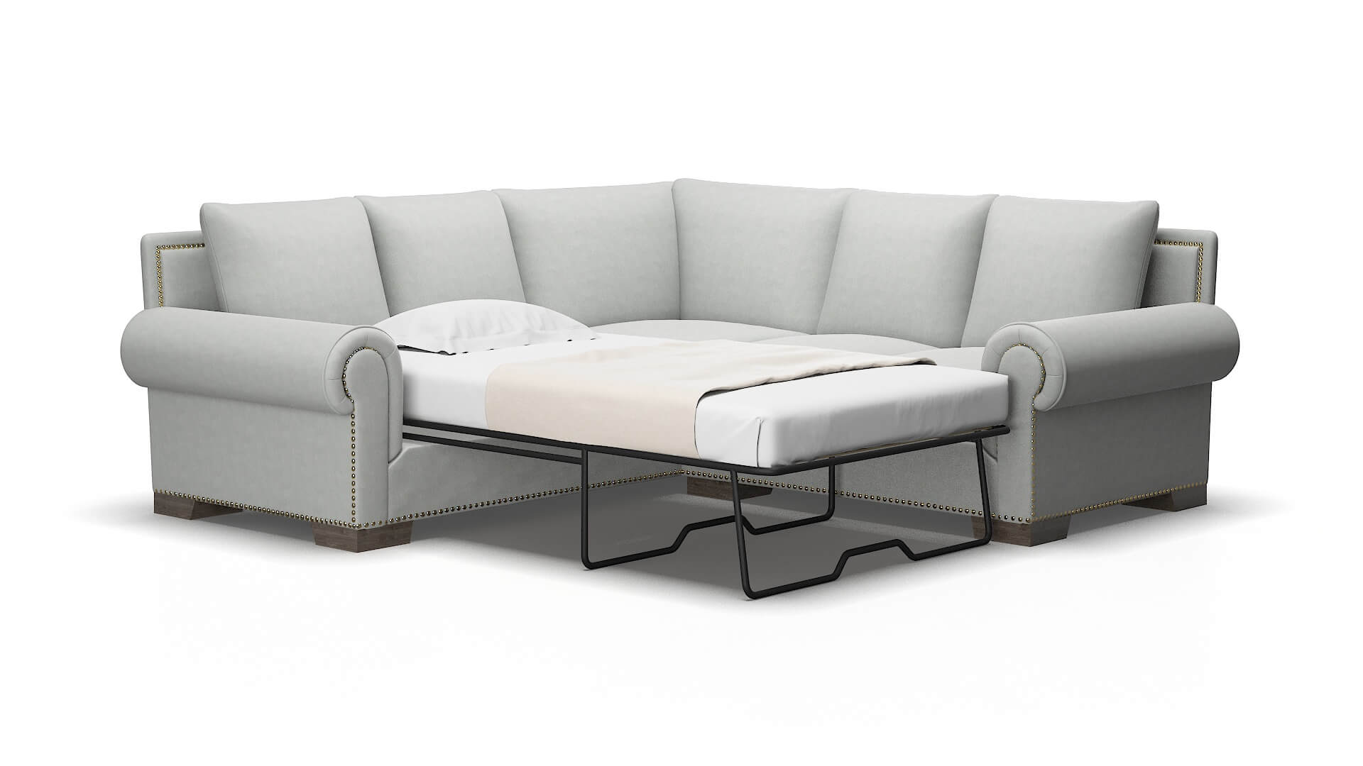 James Dawson platinum Sectional sleeper Espresso Legs  2