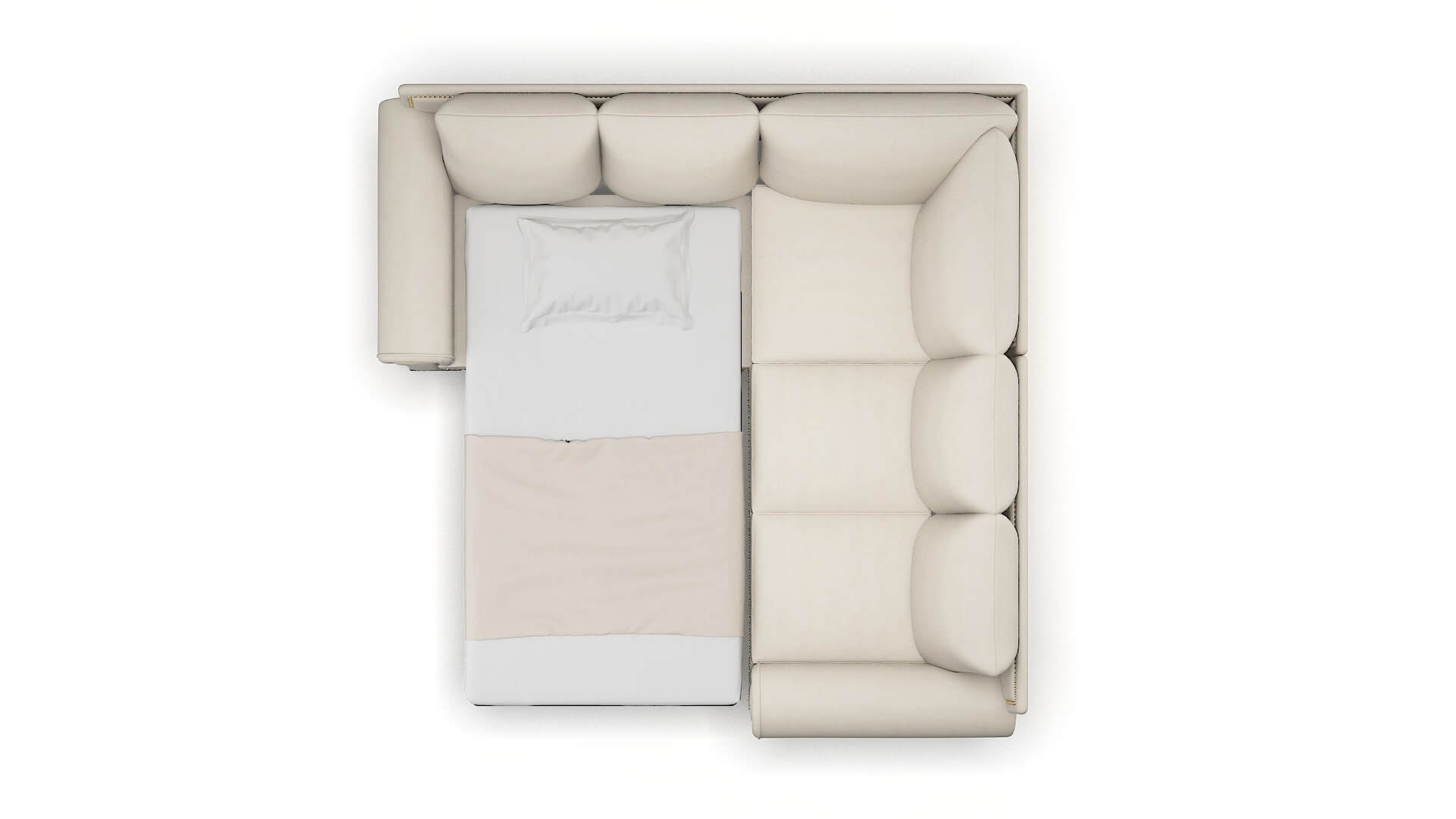 James Dawson Sand Sectional Sleeper Espresso legs 3