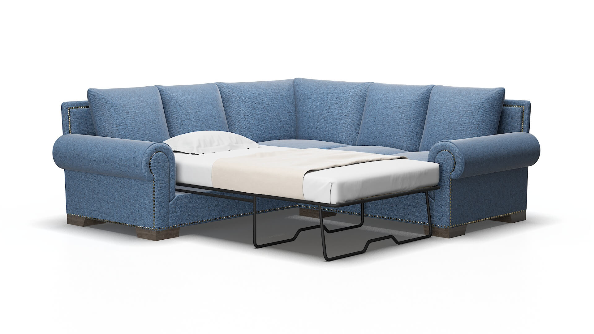 James Derby Navy Sectional Sleeper Espresso legs 2