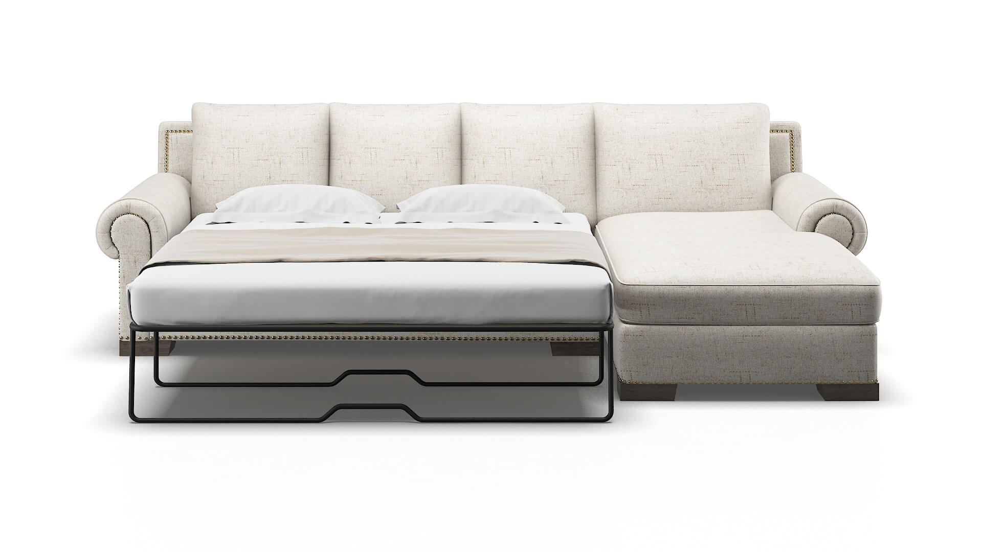 James Derby Taupe Panel Sleeper Espresso legs 1