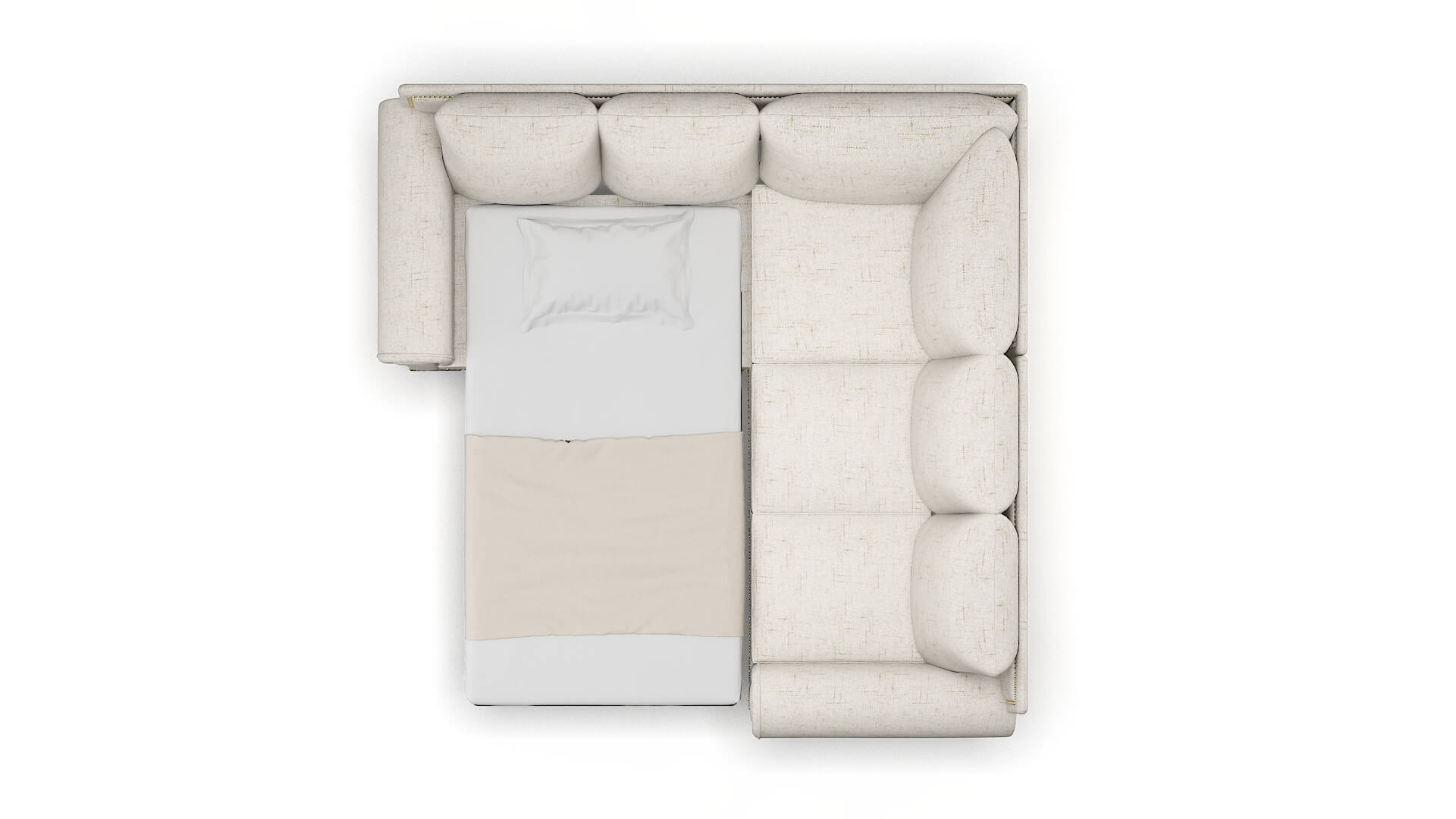 James Derby Taupe Sectional Sleeper Espresso legs 3