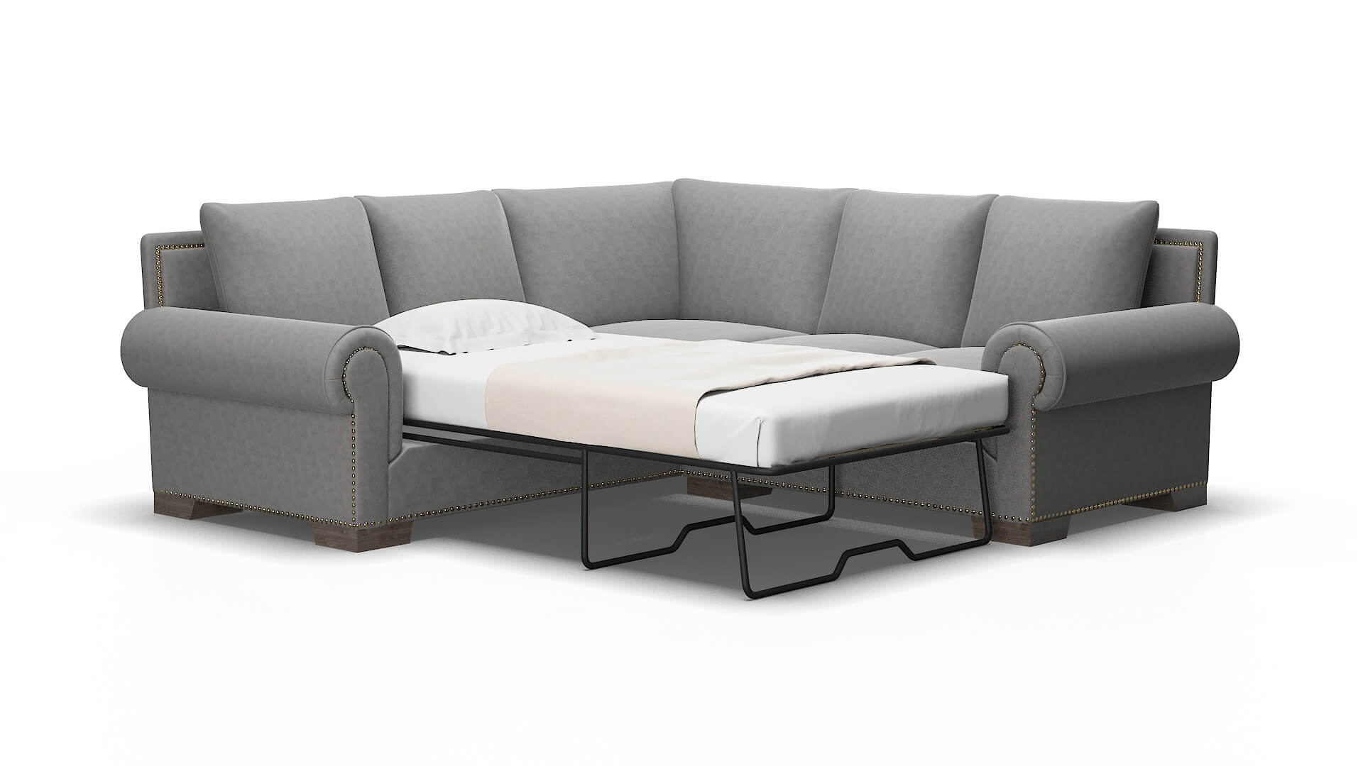 James Dream_d charcoal Sectional sleeper Espresso Legs  2