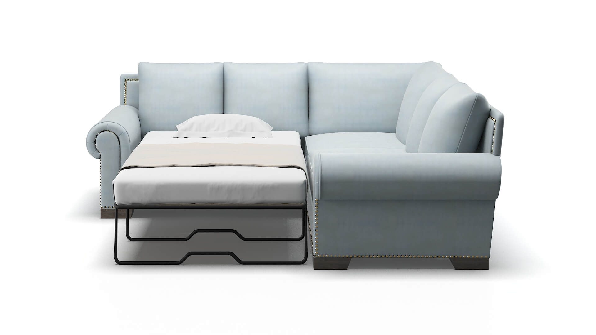 James Hathaway Aqua Sectional Sleeper Espresso legs 1