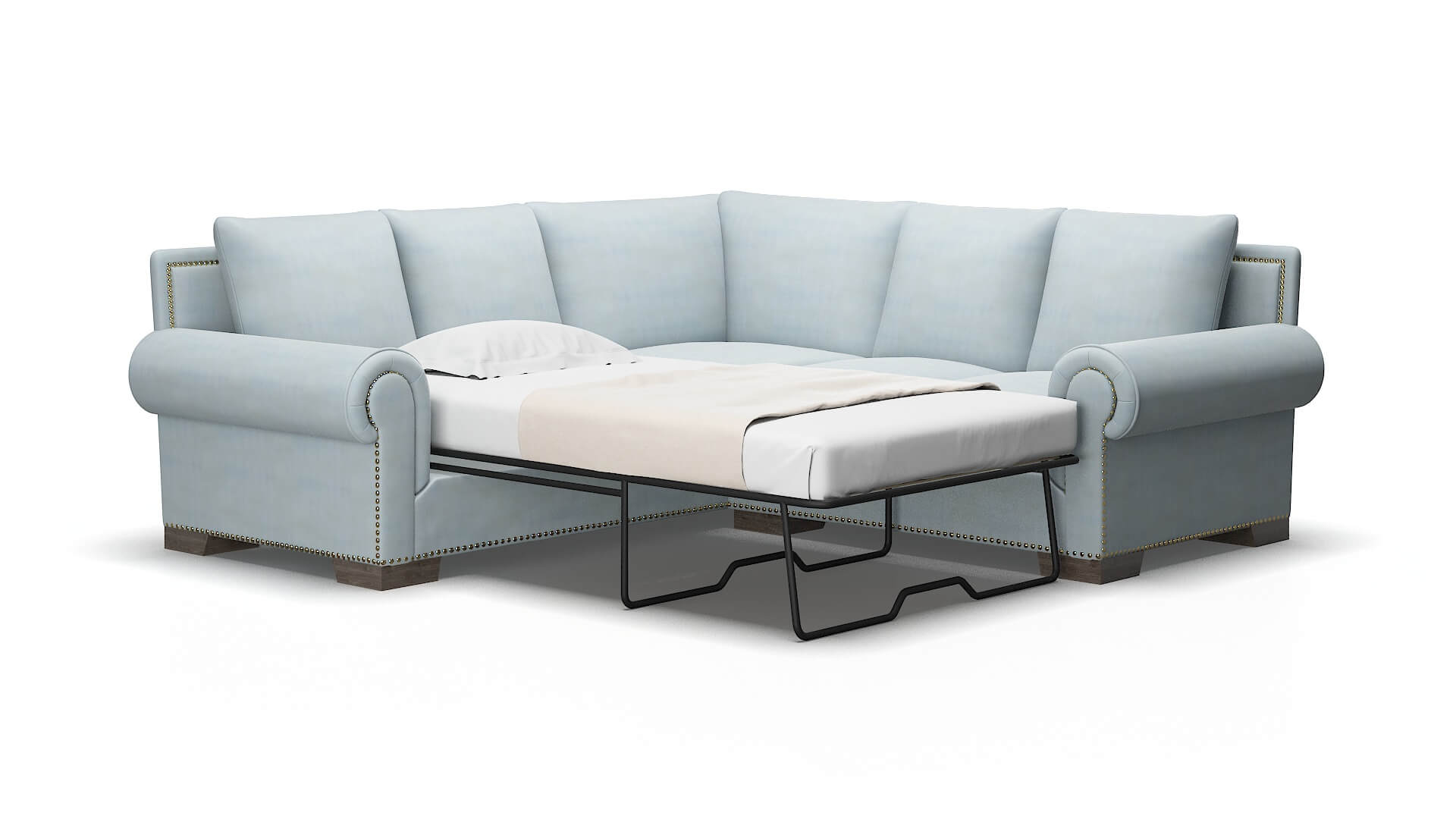 James Hathaway aqua Sectional sleeper Espresso Legs  2