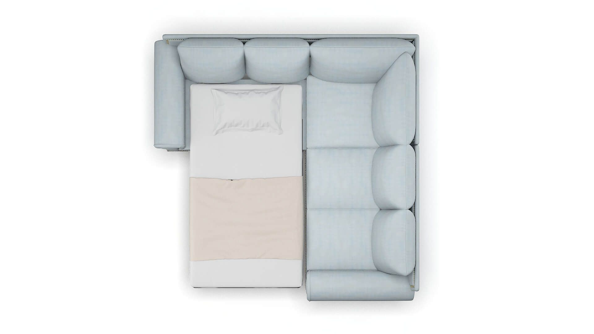 James Hathaway Aqua Sectional Sleeper Espresso legs 3