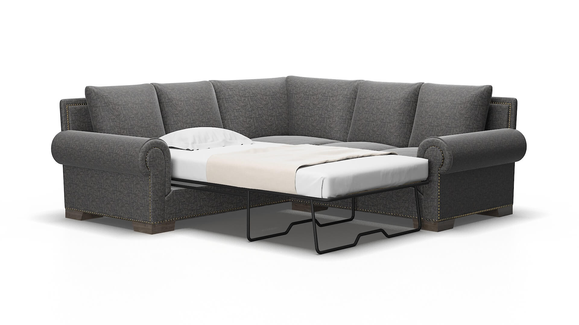 James Insight charcoal Sectional sleeper Espresso Legs  2