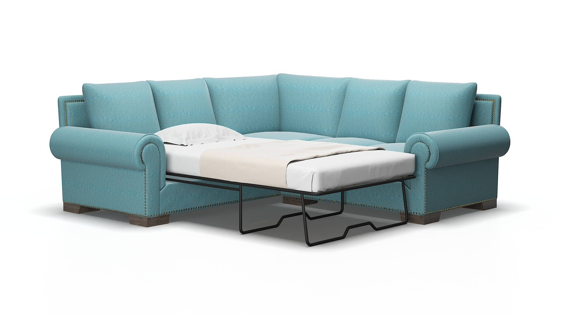 James Lana peacock Sectional sleeper Espresso Legs  2