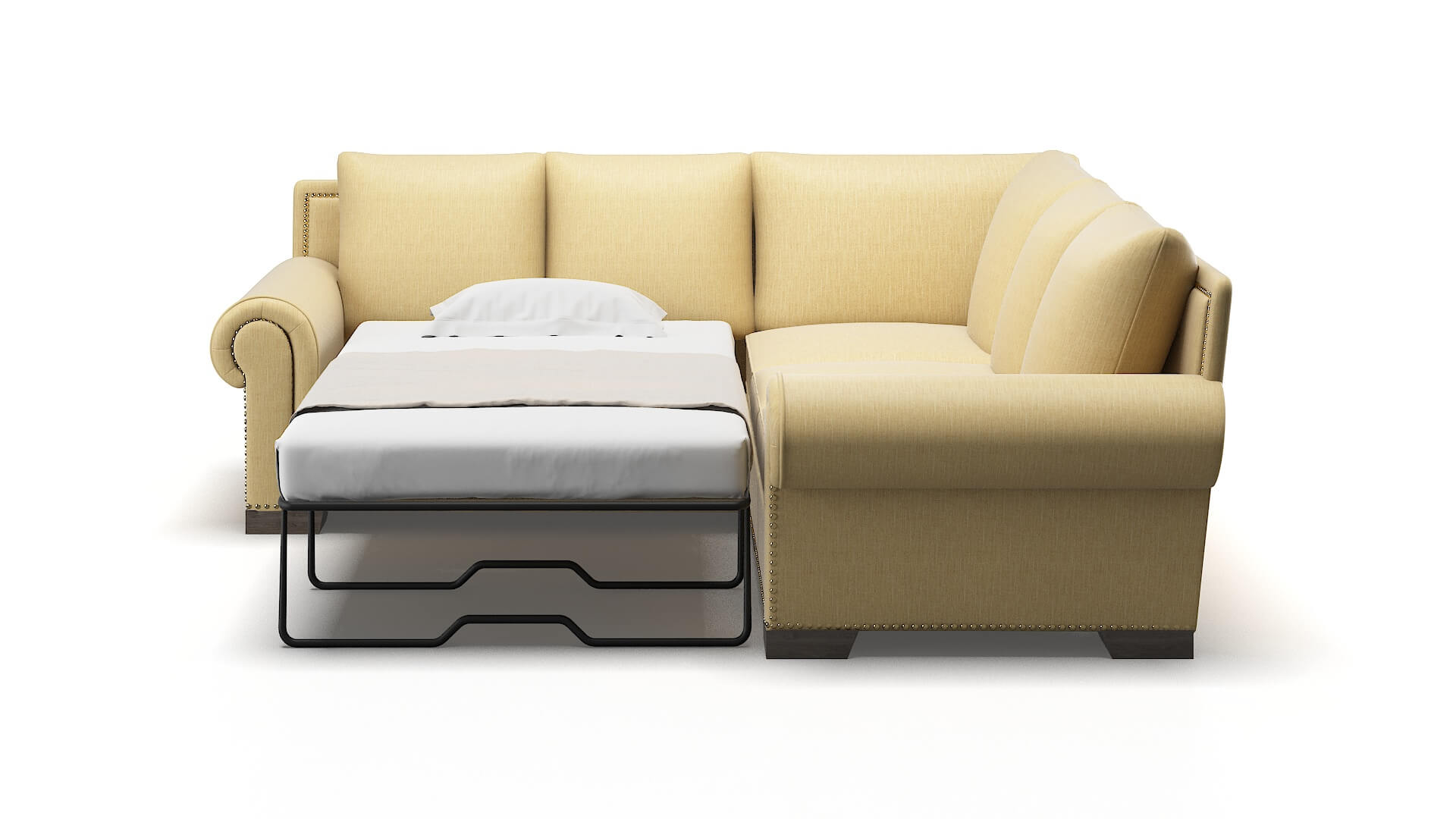 James Malibu Maize Sectional Sleeper Espresso legs 1
