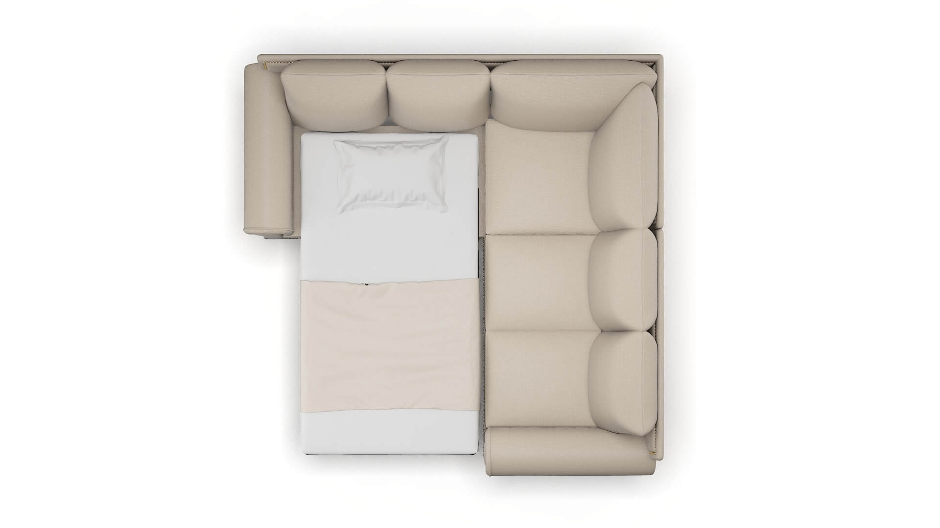 James Naples Almond Sectional Sleeper Espresso legs 3