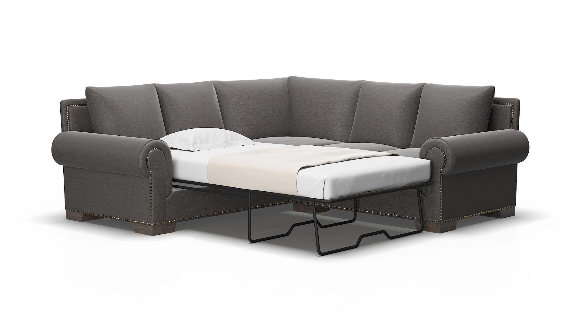 James Oscar Charcoal Sectional Sleeper Espresso legs 2