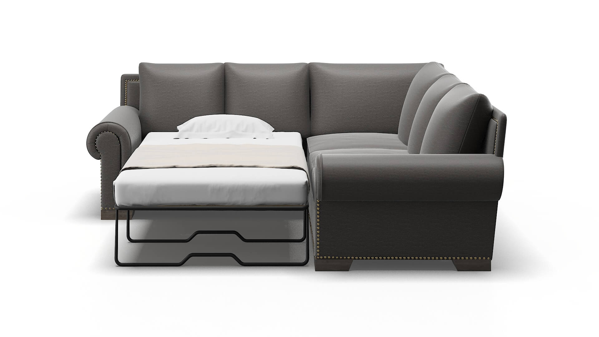 James Oscar Grey Sectional Sleeper Espresso legs 1