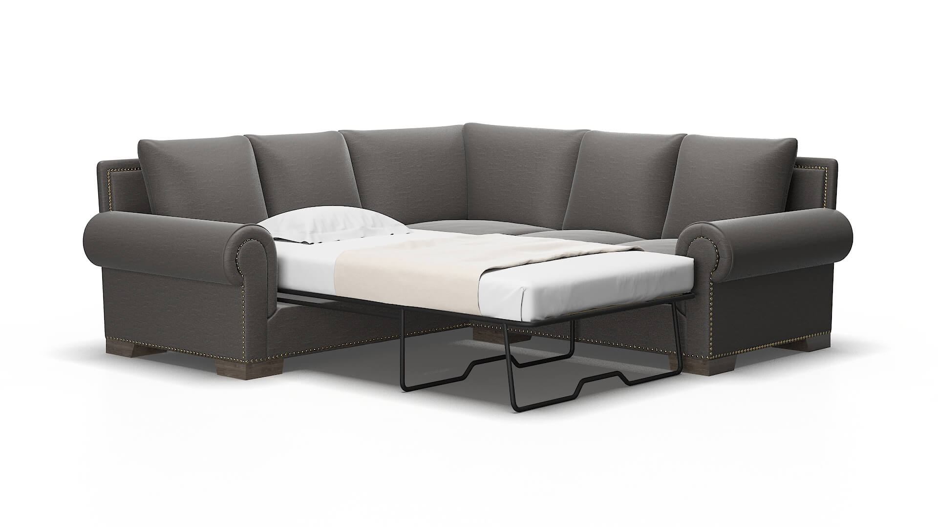 James Oscar Grey Sectional Sleeper Espresso legs 2