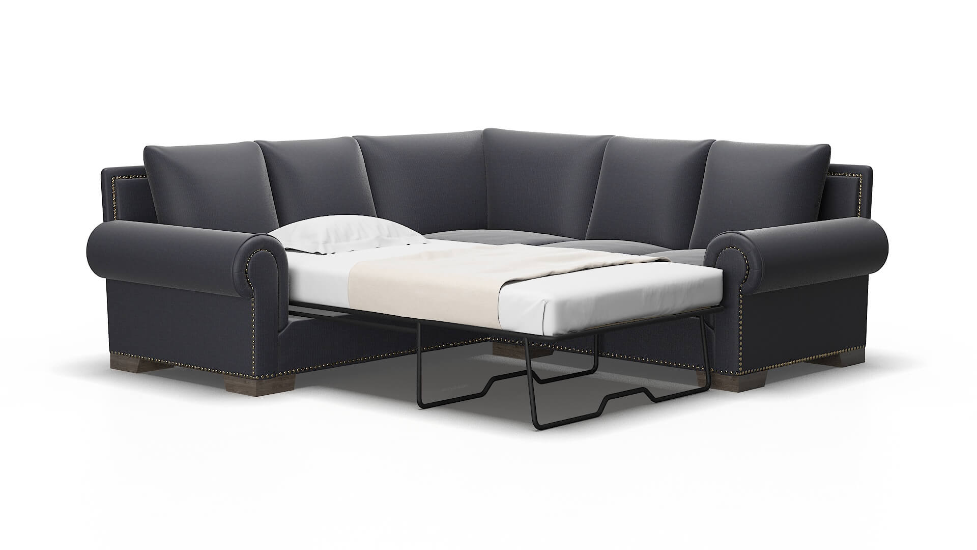 James Parker midnight Sectional sleeper Espresso Legs  2