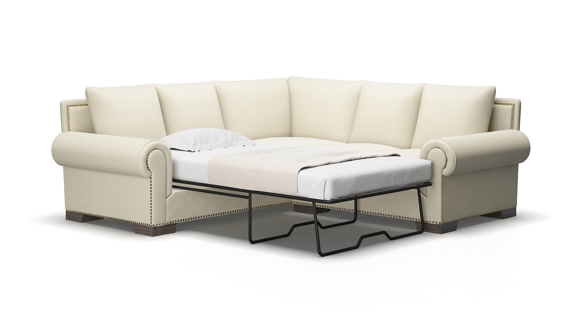 James Phoenix Ivory Sectional Sleeper Espresso legs 2