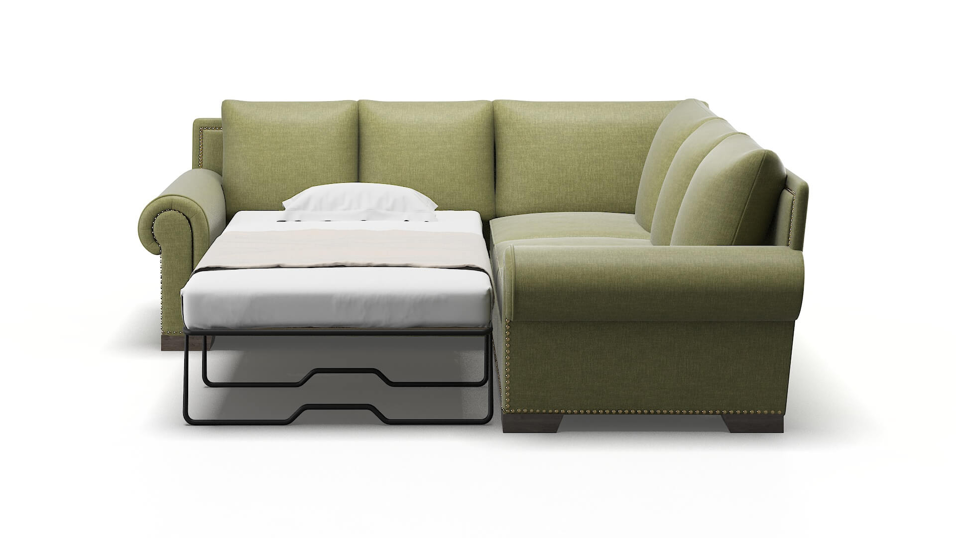 James Portland Basil Sectional Sleeper Espresso legs 1