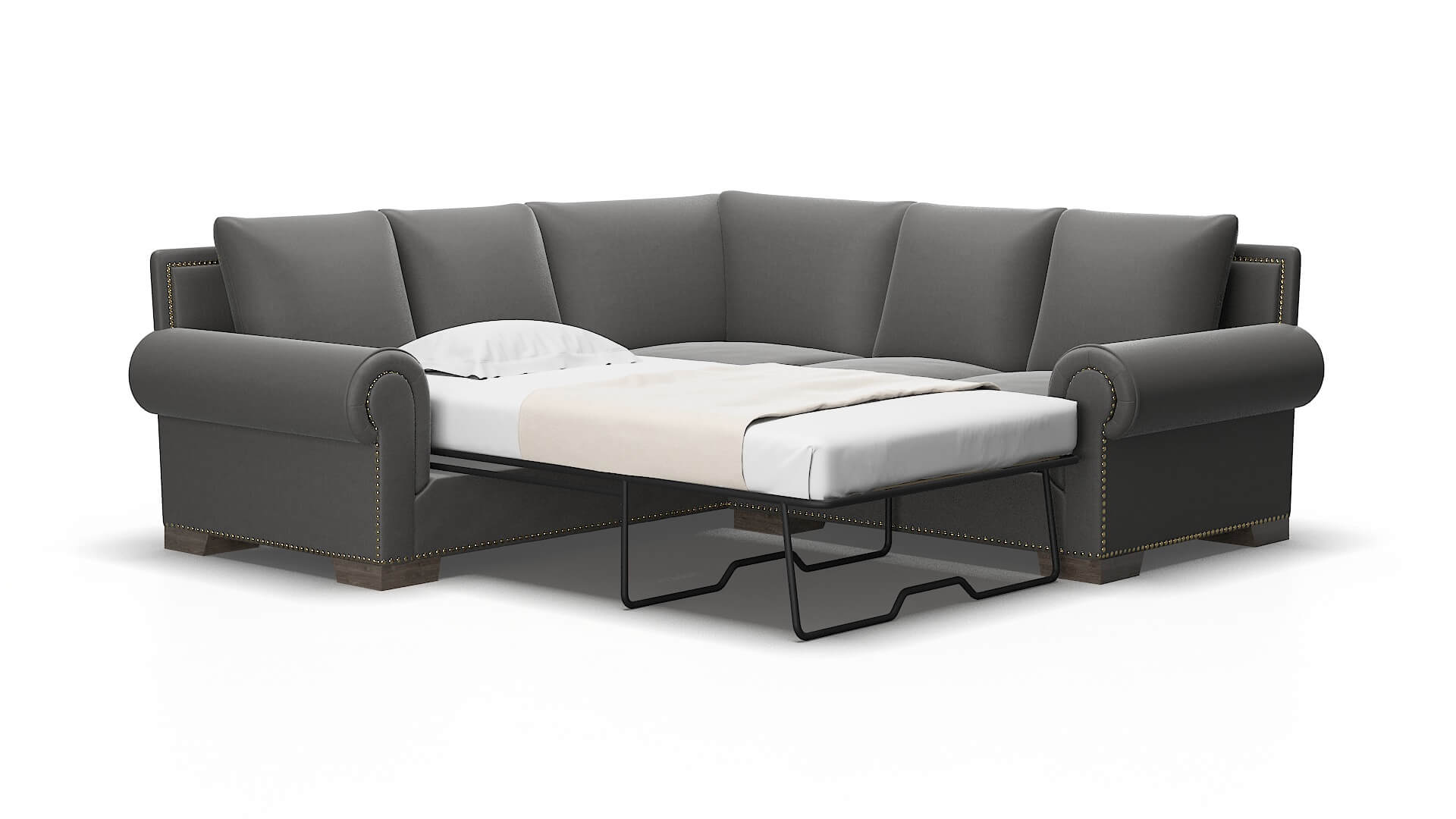 James Rocket charcoal Sectional sleeper Espresso Legs  2