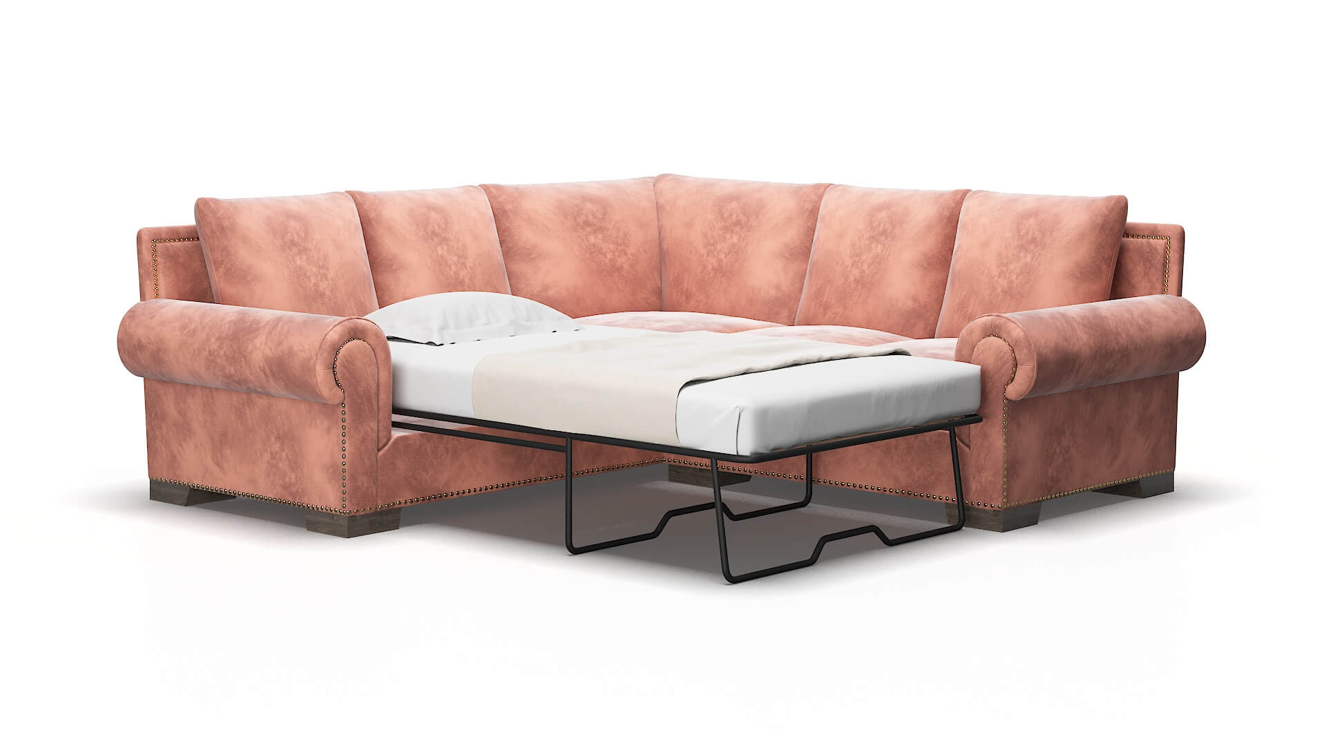 James Royale blush Sectional sleeper Espresso Legs  2