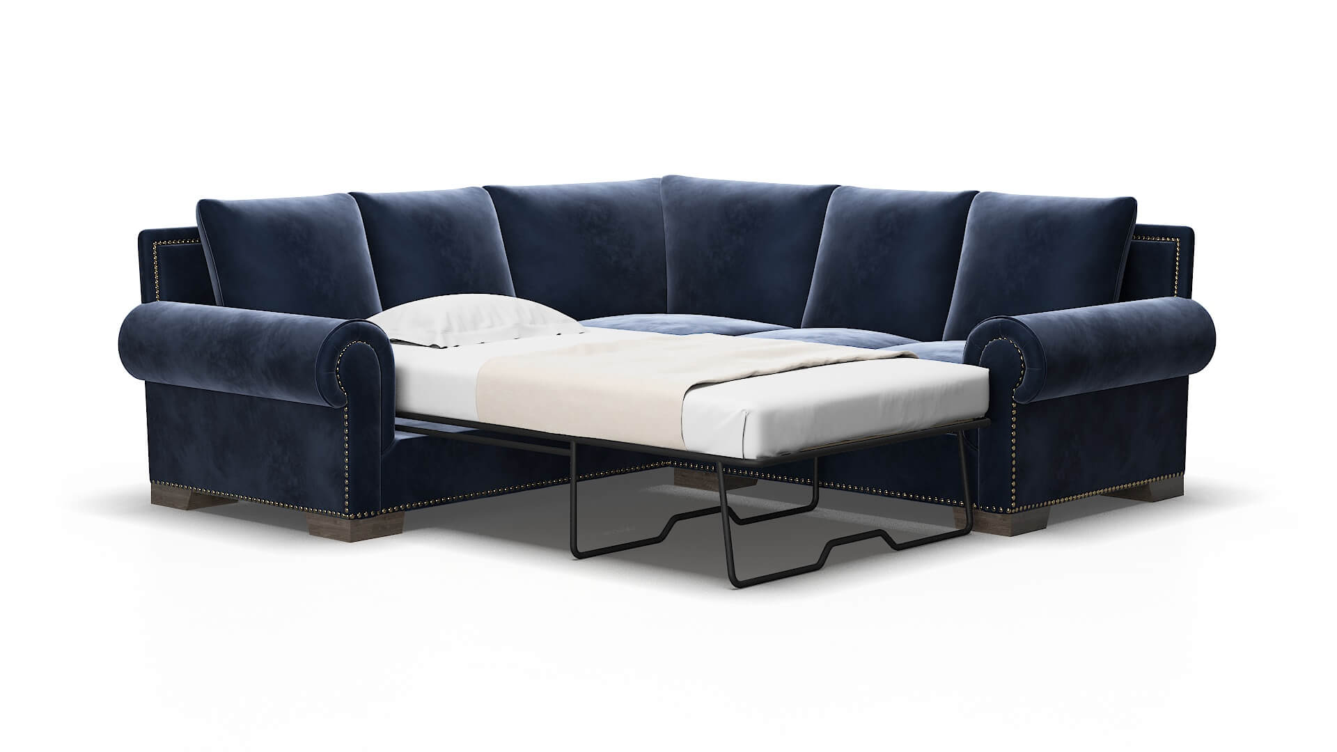 James Royale cobalt Sectional sleeper Espresso Legs  2