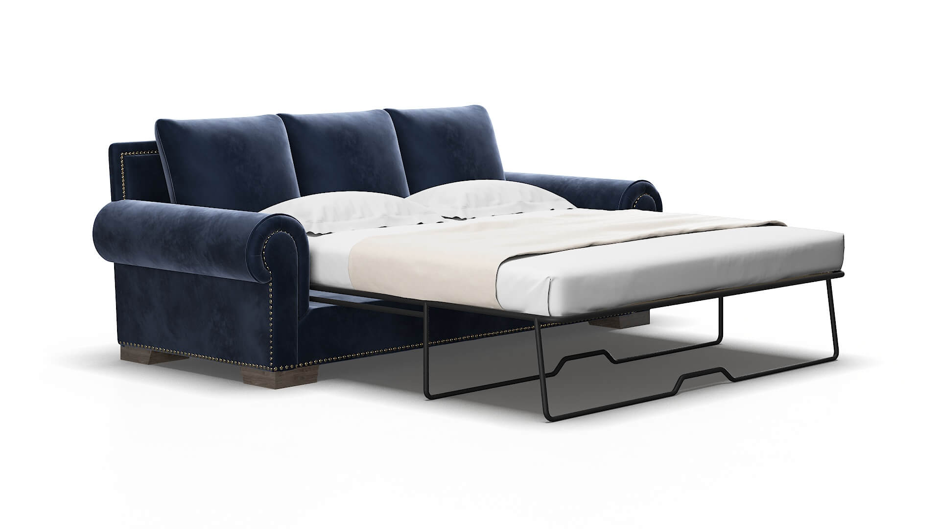 James Royale cobalt Sofa sleeper Espresso Legs  2