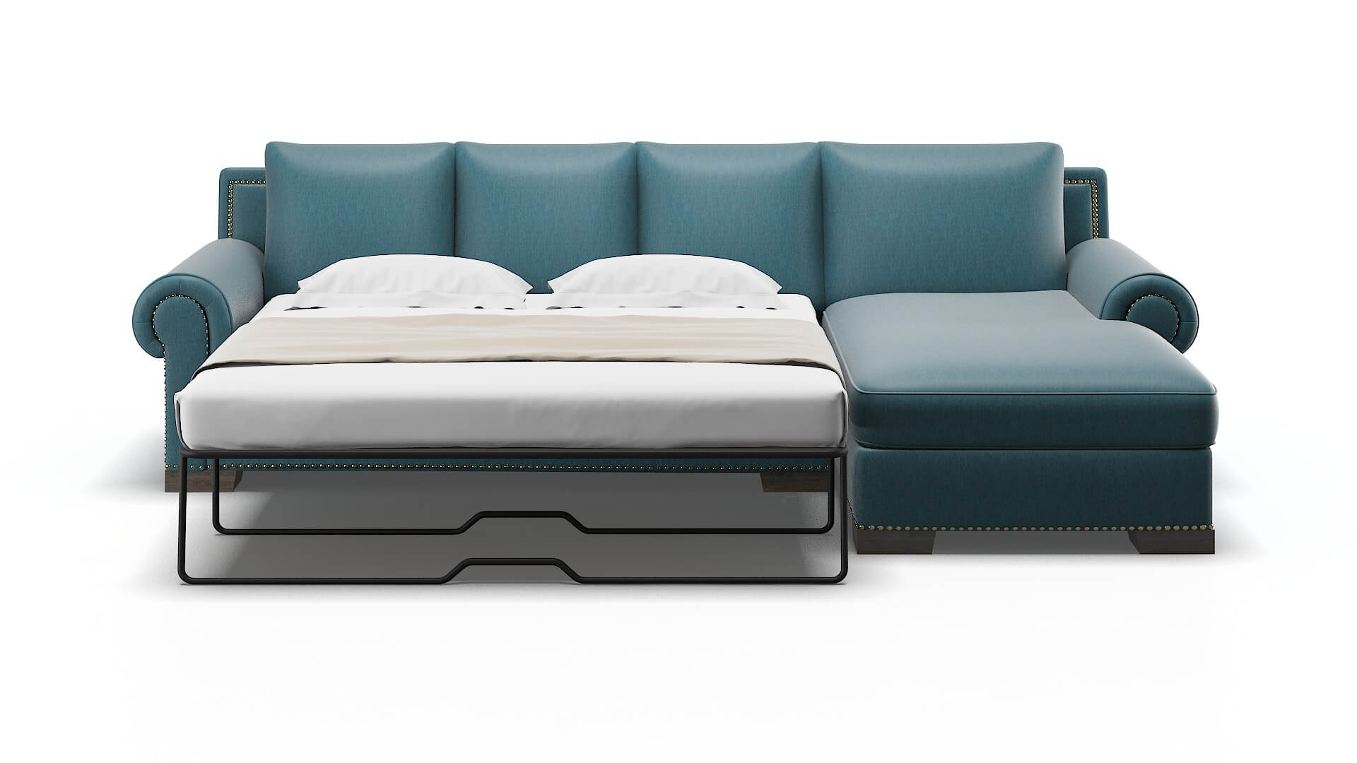 James Royale Electric_blue Panel Sleeper Espresso legs 1