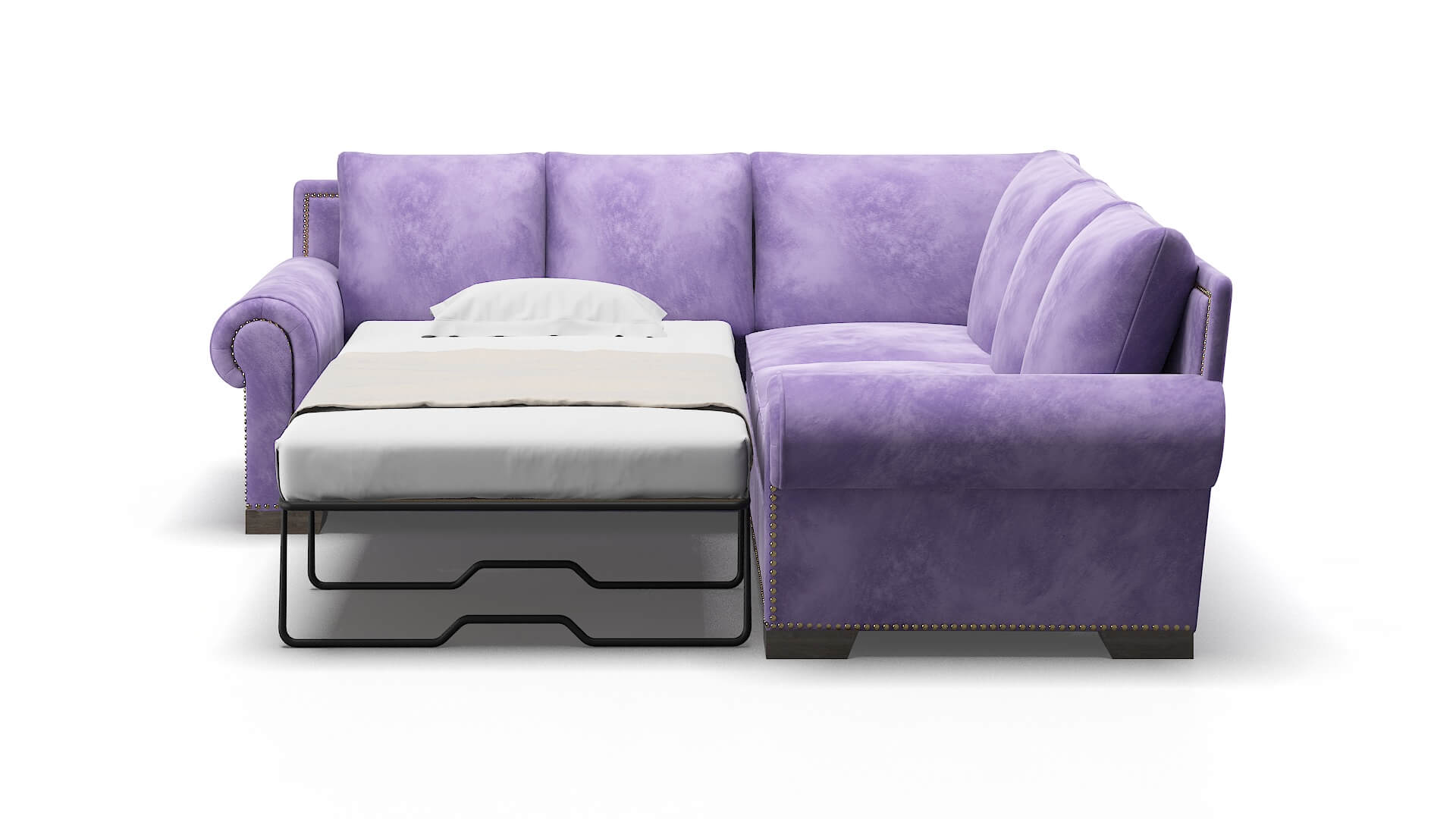 James Royale Lavender Sectional Sleeper Espresso legs 1
