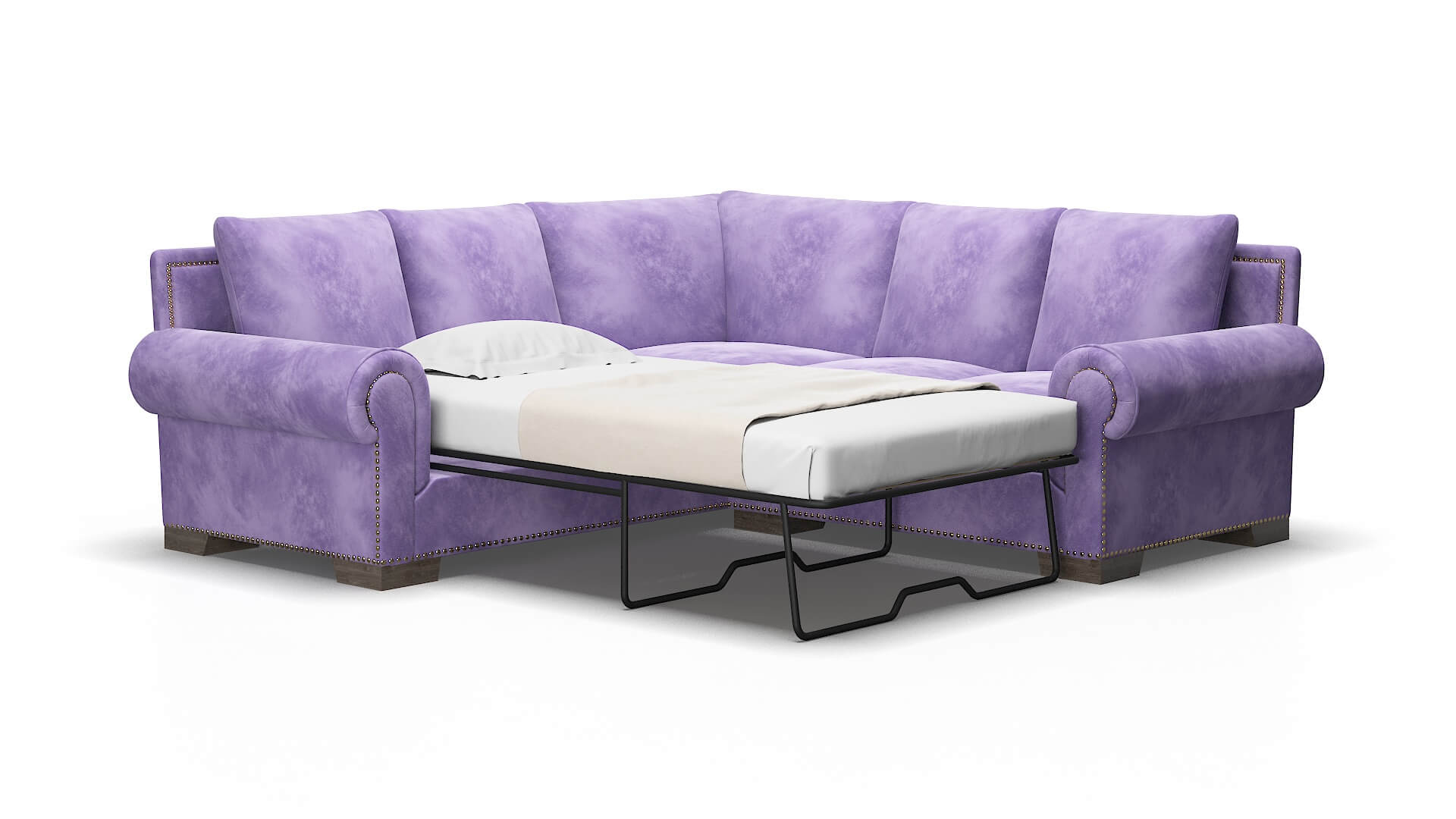 James Royale lavender Sectional sleeper Espresso Legs  2