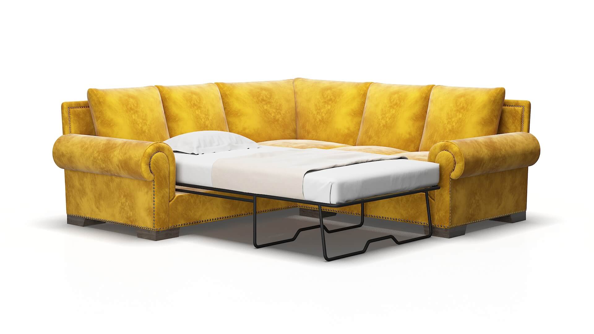 James Royale marigold Sectional sleeper Espresso Legs  2