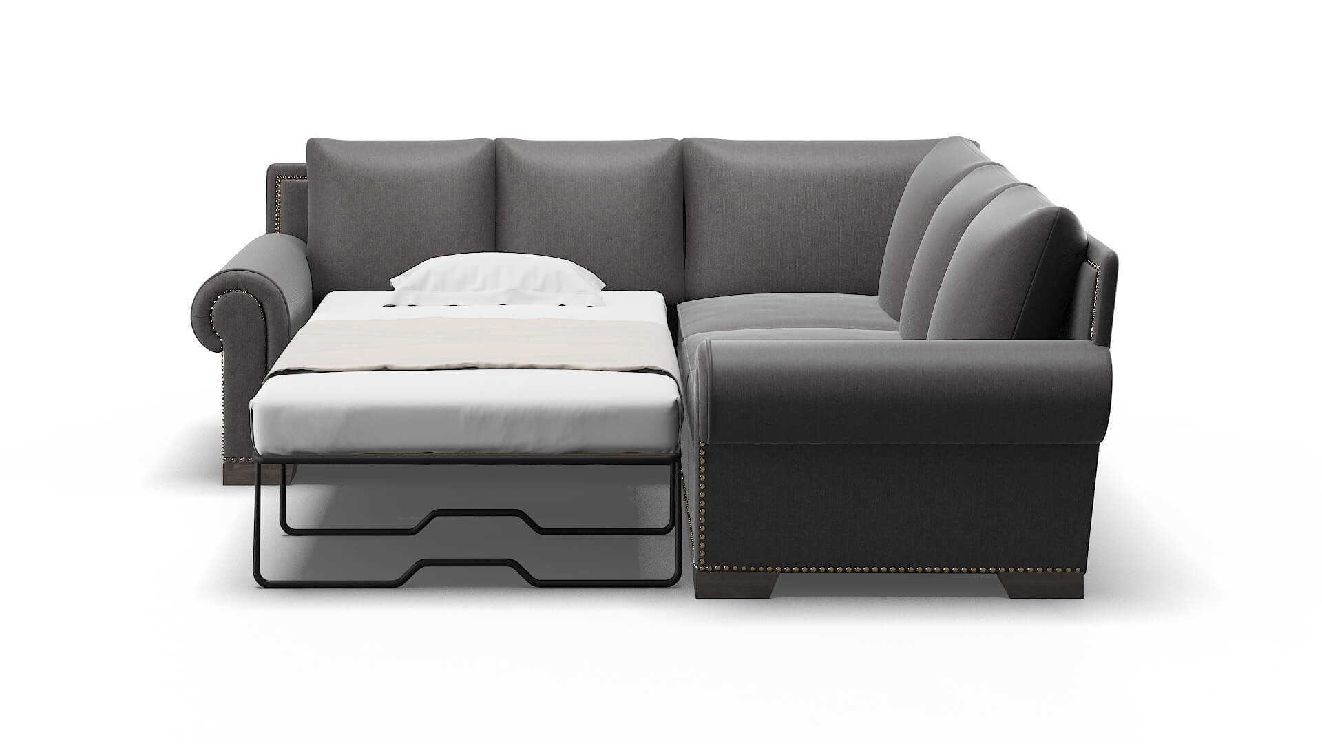 James Sasha Grey Sectional Sleeper Espresso legs 1