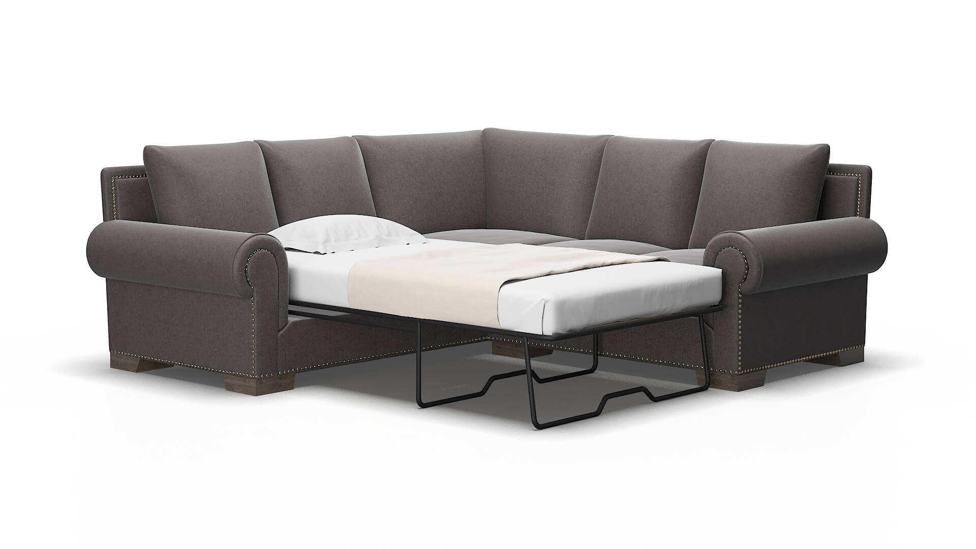 James Sasha grey Sectional sleeper Espresso Legs  2