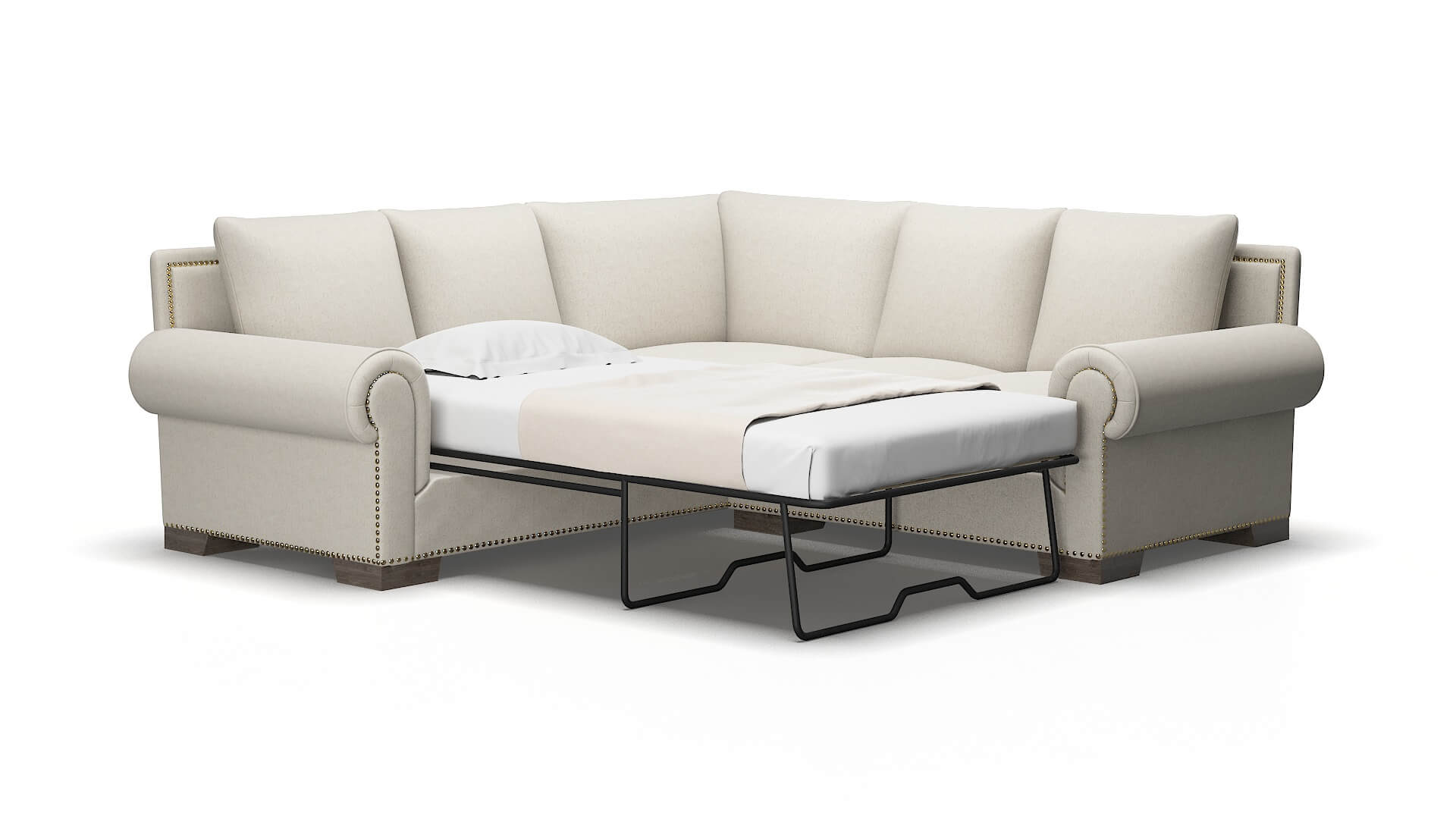 James Sasha linen Sectional sleeper Espresso Legs  2