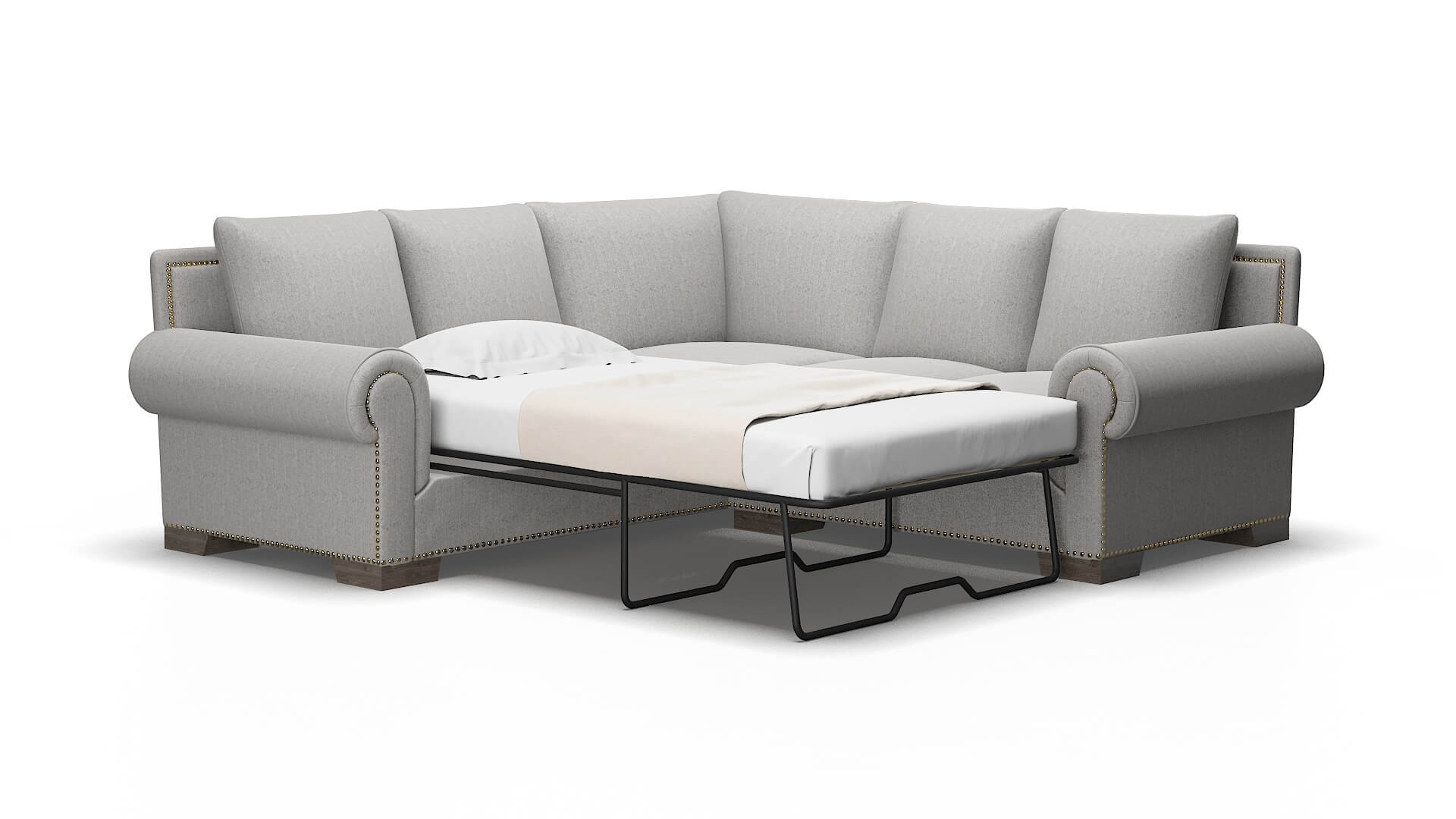 James Sasha silver Sectional sleeper Espresso Legs  2