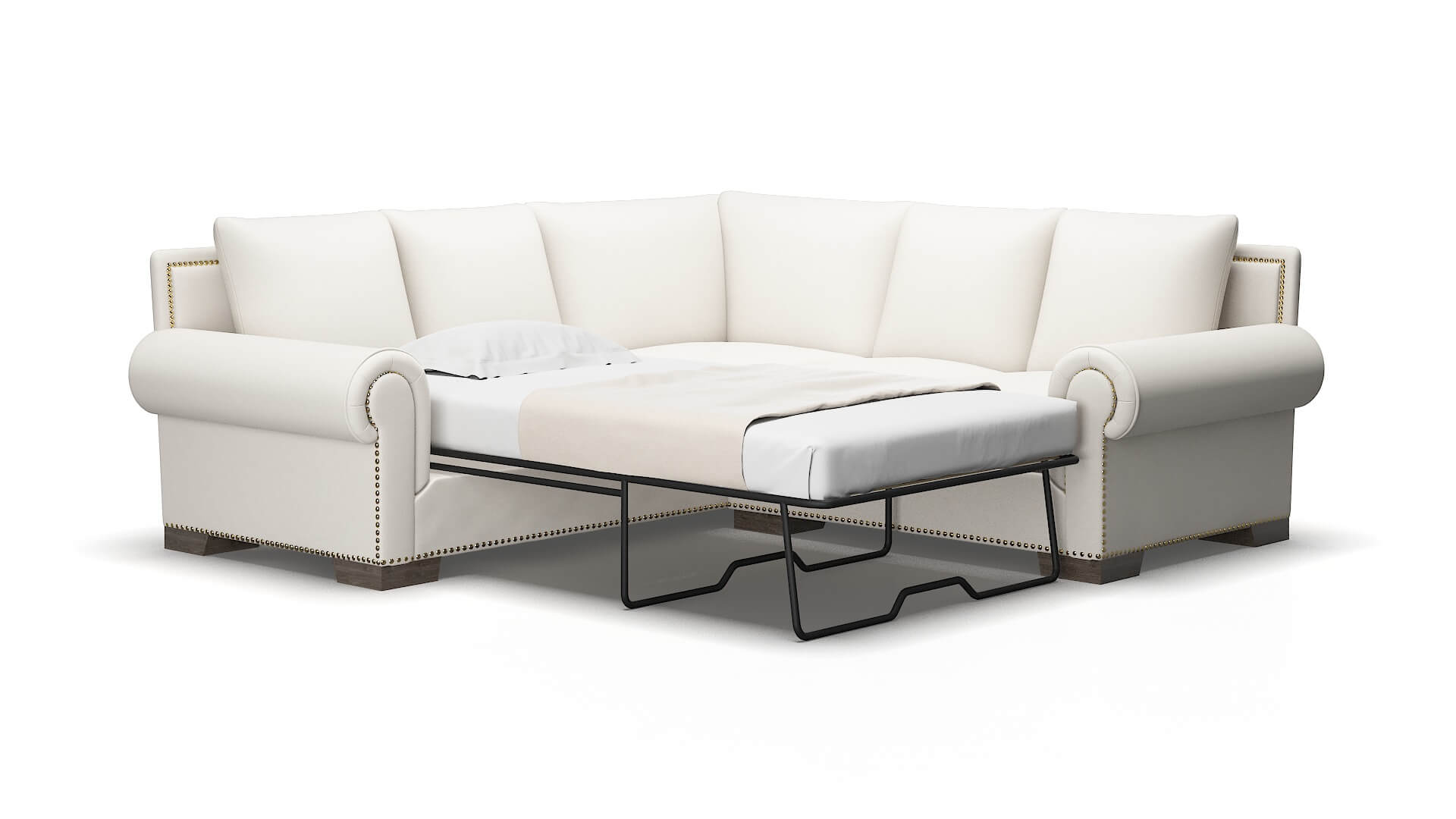 James Venice eggshell Sectional sleeper Espresso Legs  2