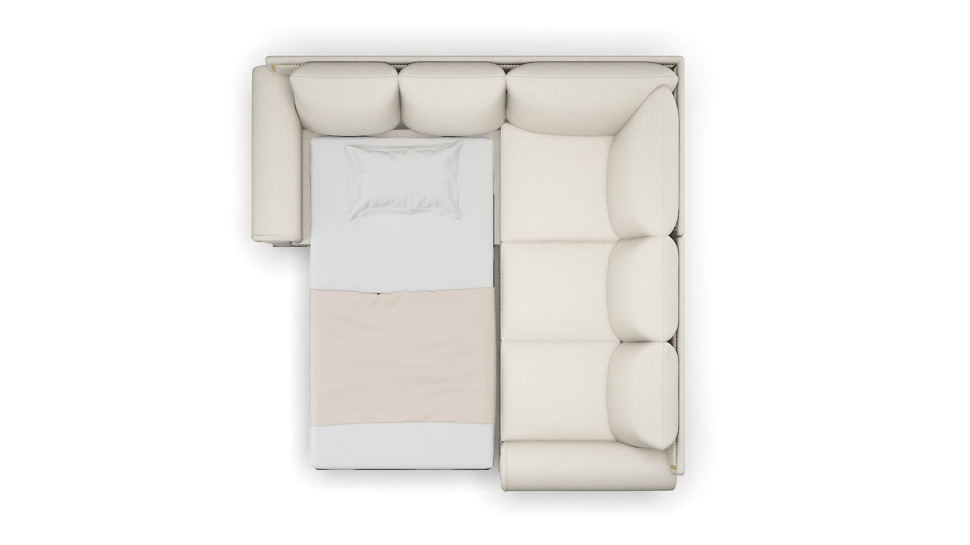 James Venus Cream Sectional Sleeper Espresso legs 3