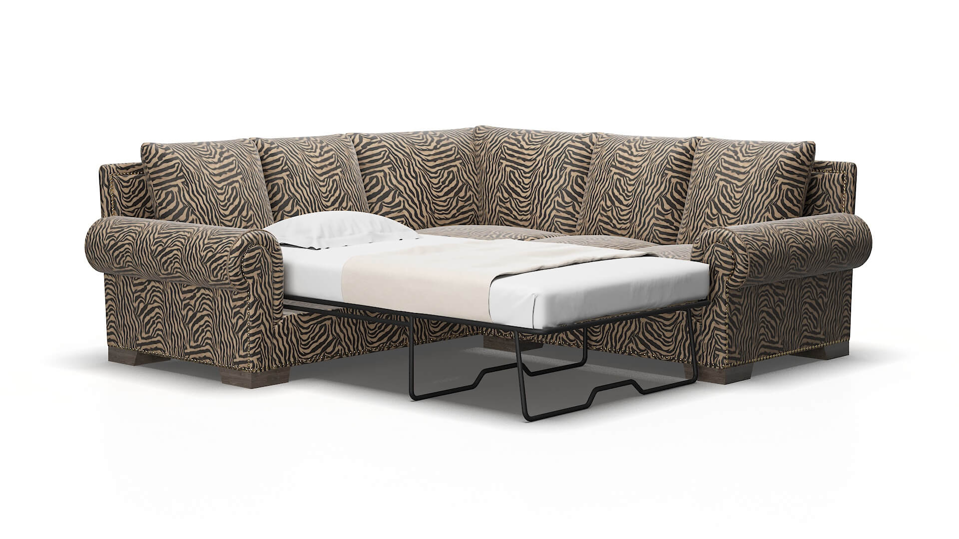 James Zambia Coffee Sectional Sleeper Espresso legs 2