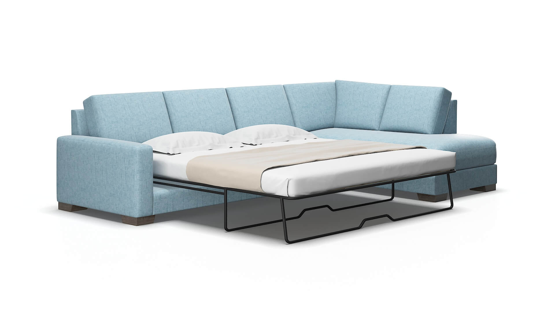 London Atlas Turquoise Panel Sleeper Espresso legs 2