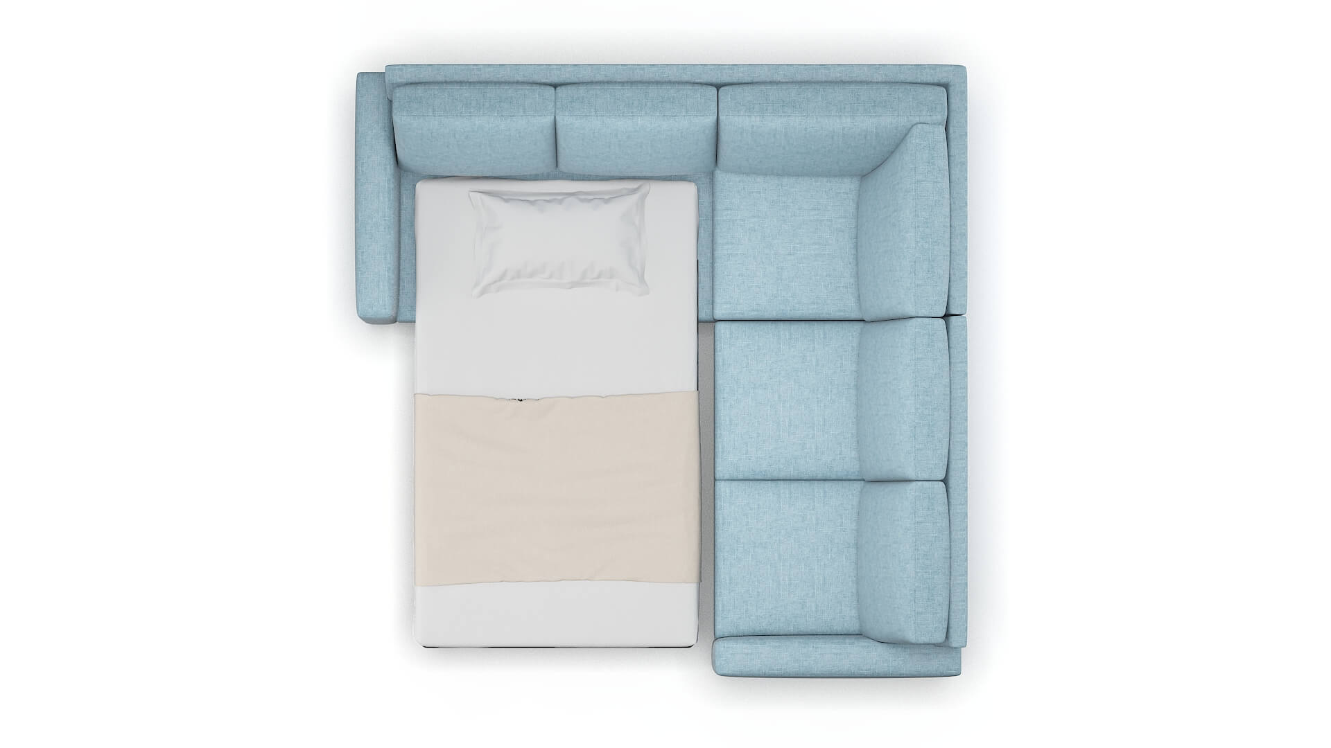 London Atlas Turquoise Sectional Sleeper Espresso legs 3