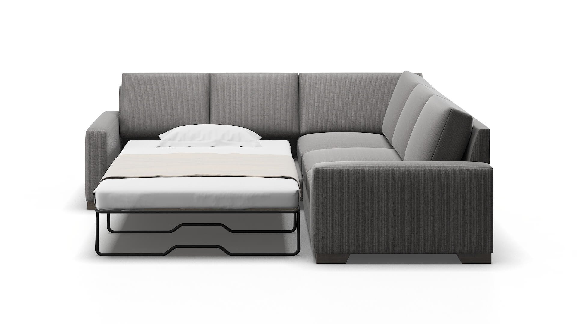 London Avenger Zinc Sectional Sleeper Espresso legs 1