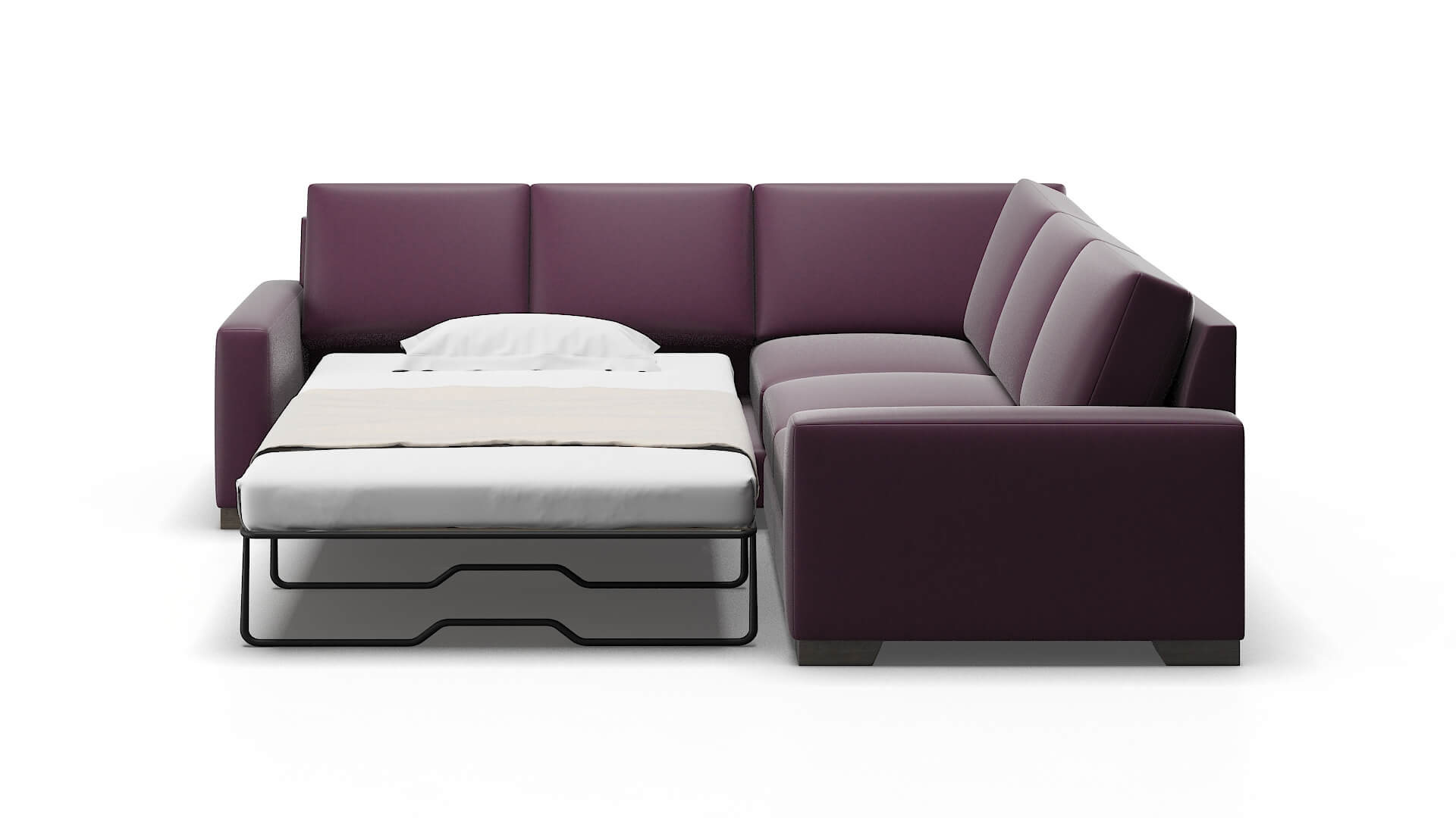 London Bella Aubergine Sectional Sleeper Espresso legs 1