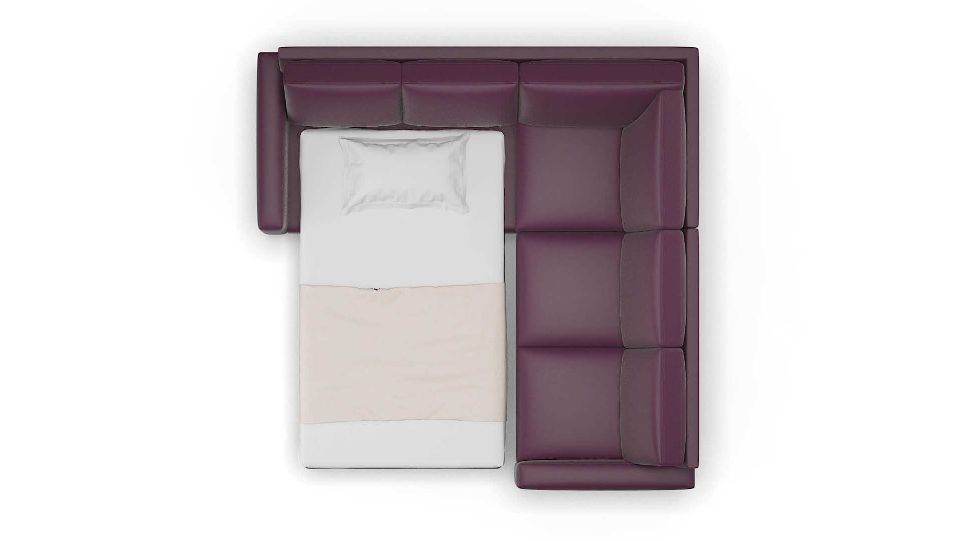 London Bella Aubergine Sectional Sleeper Espresso legs 3