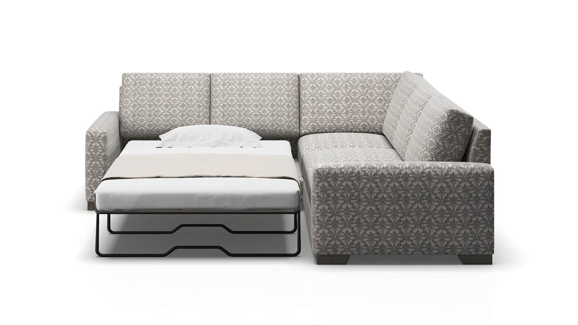 London Bergamo Dove Sectional Sleeper Espresso legs 1
