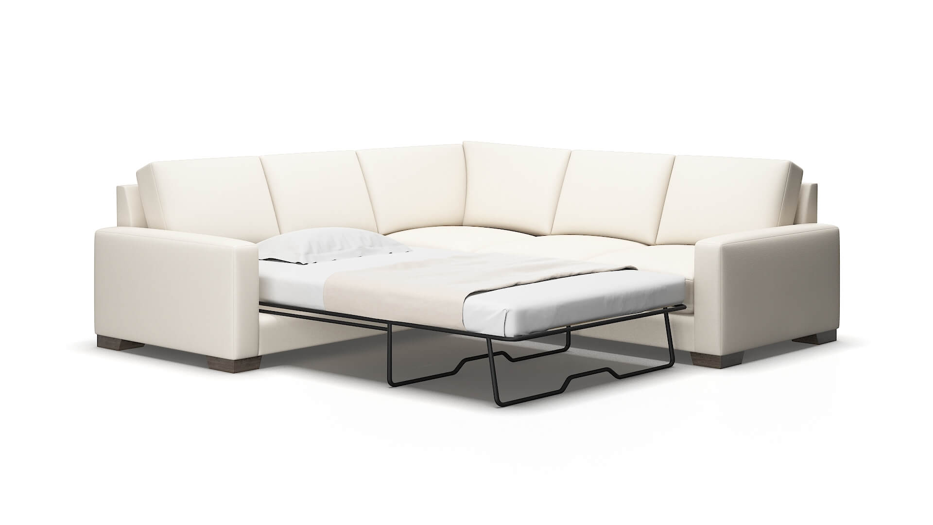 London Blanche Milky Sectional Sleeper Espresso legs 2
