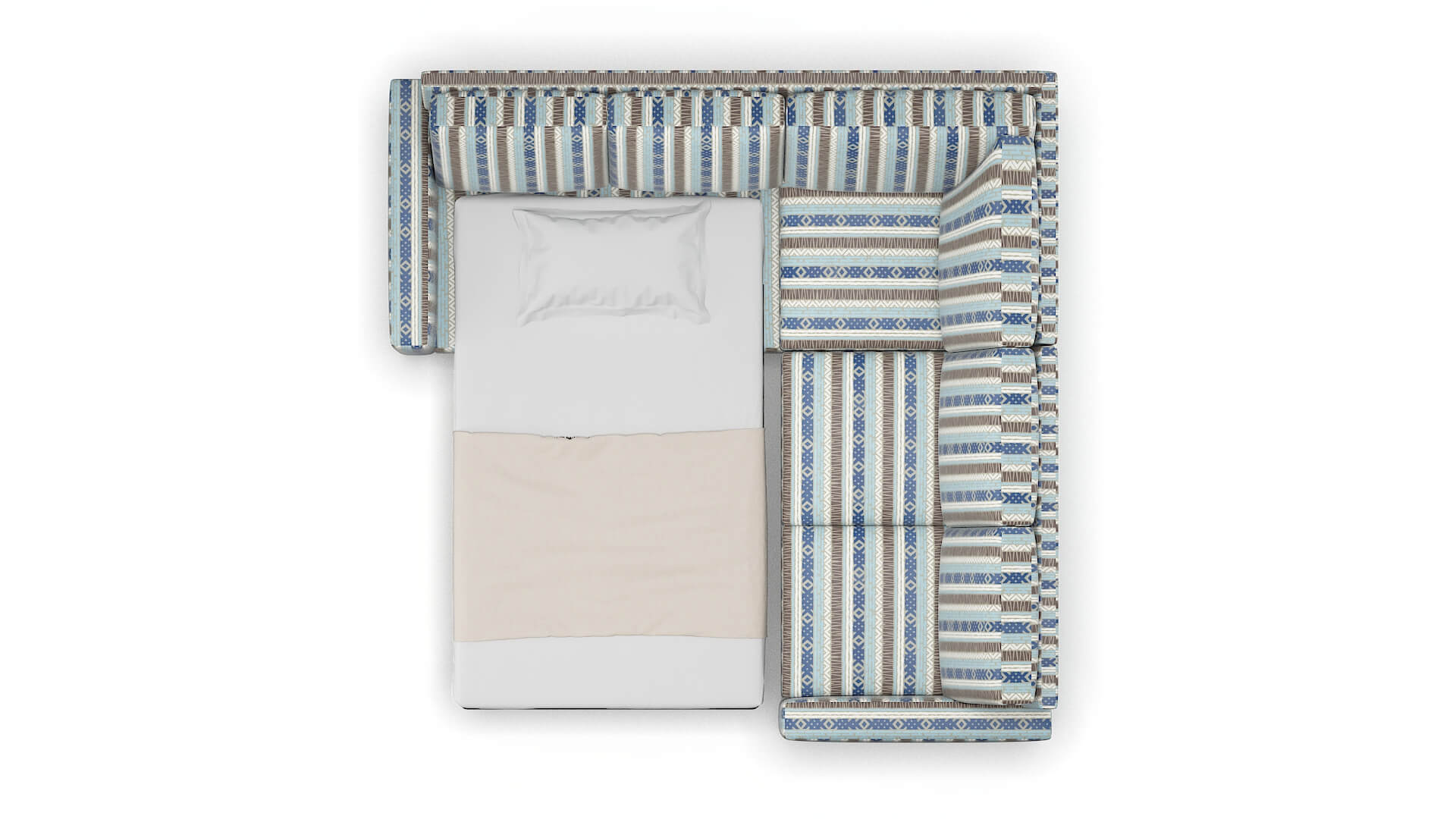 London Bodhi Indigo Sectional Sleeper Espresso legs 3