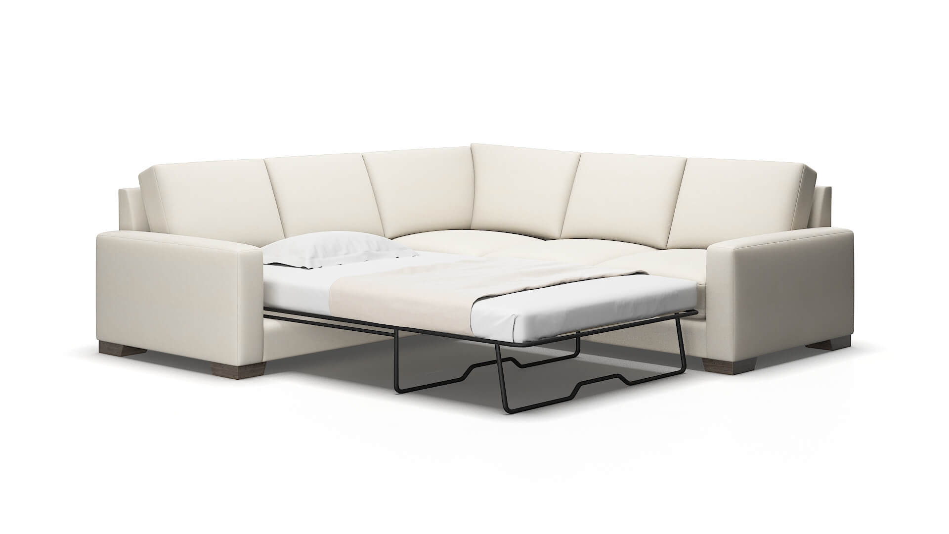 London Bungalow Ivory Sectional Sleeper Espresso legs 2