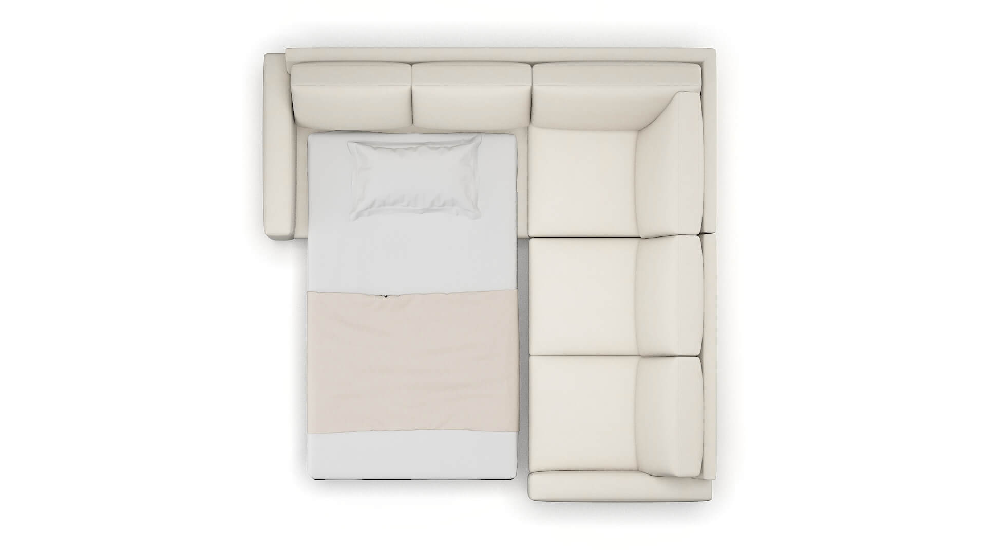 London Bungalow Ivory Sectional Sleeper Espresso legs 3