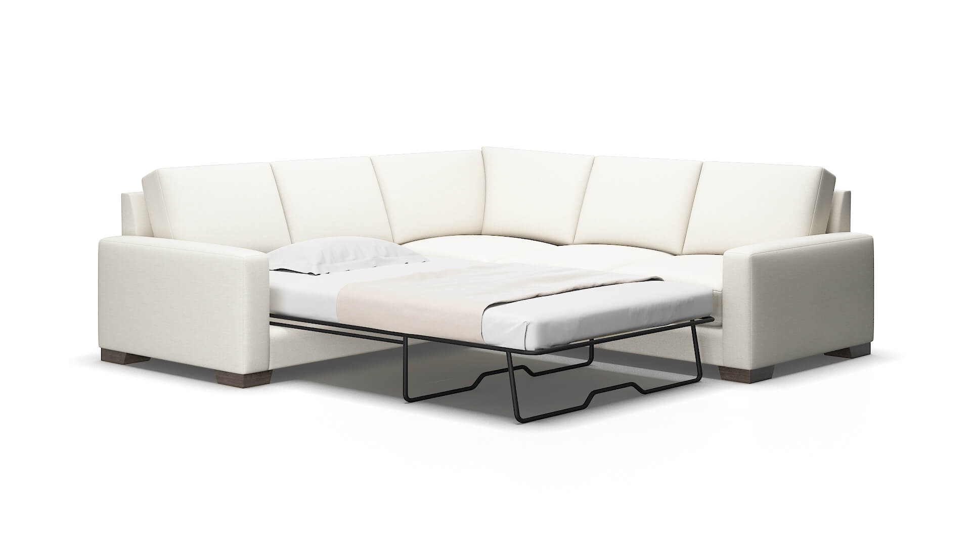 London Catalina ivory Sectional sleeper Espresso Legs  2