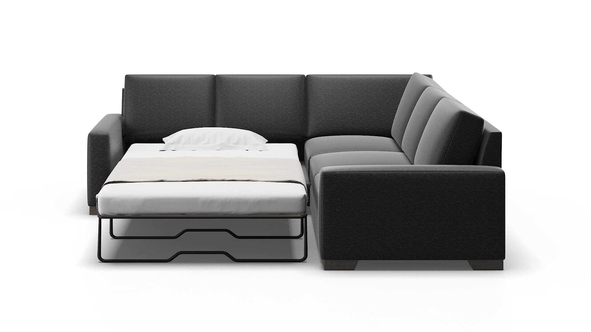 London Chance Denim Sectional Sleeper Espresso legs 1